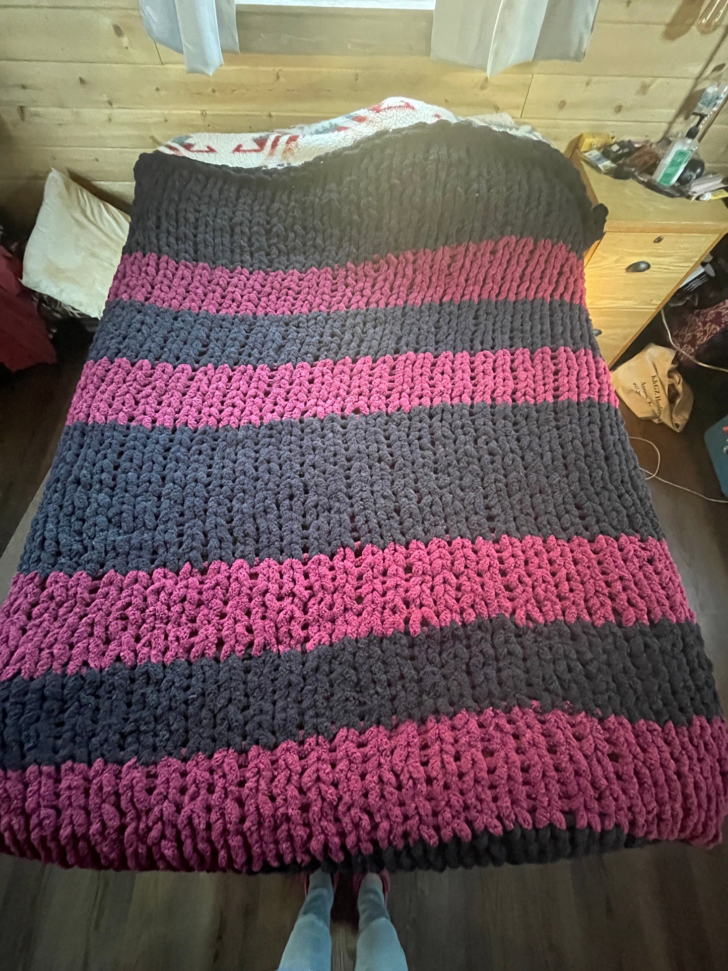 Handmade Custom Throw 45" x 60" Tight-Knit Chunky Blanket