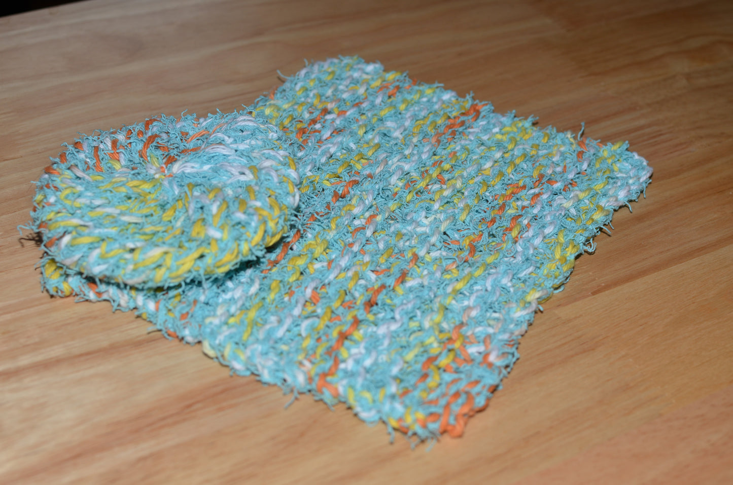 Creamsicle and Caribbean Scrubbie & Dishcloth