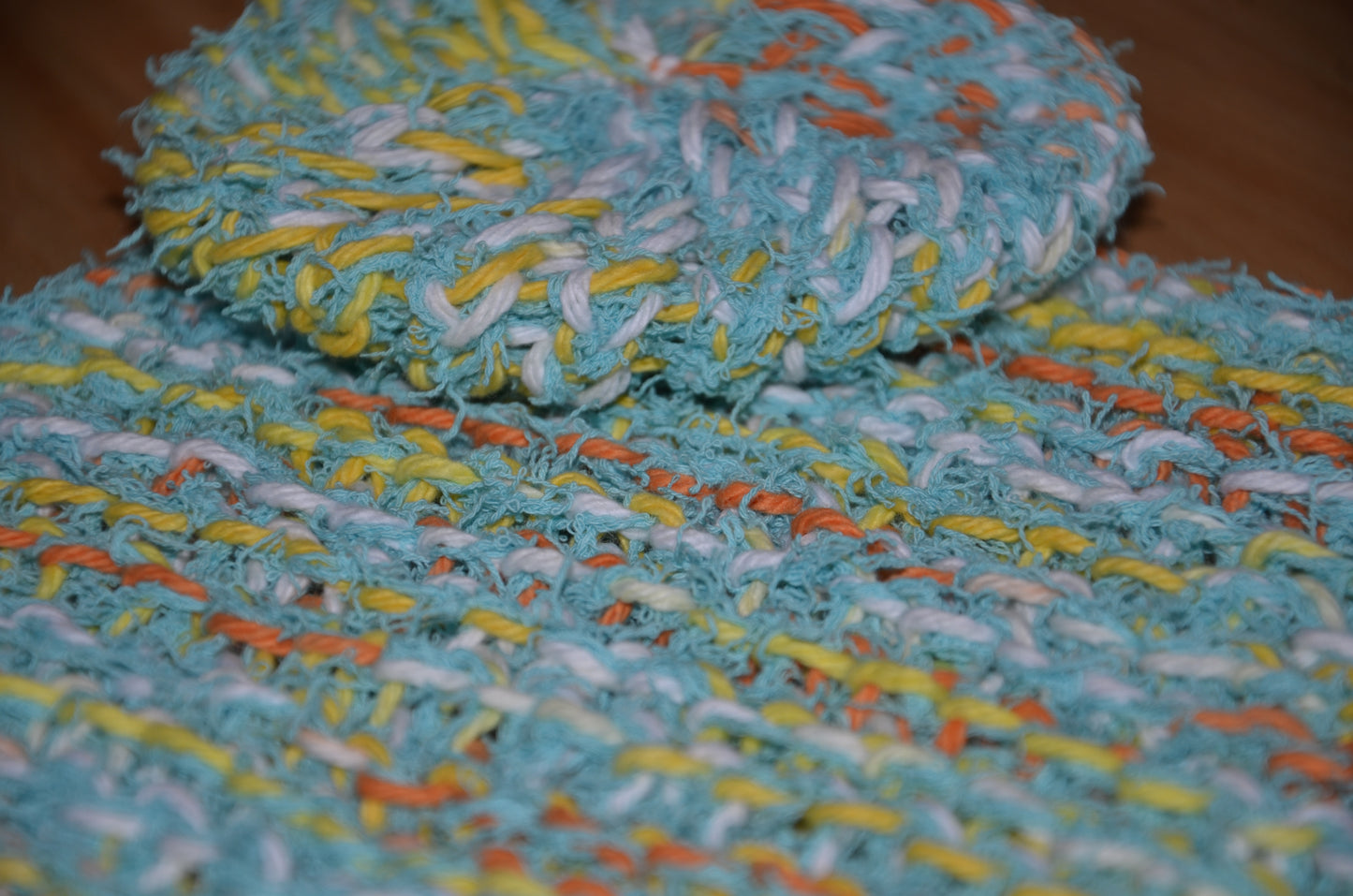 Creamsicle and Caribbean Scrubbie & Dishcloth