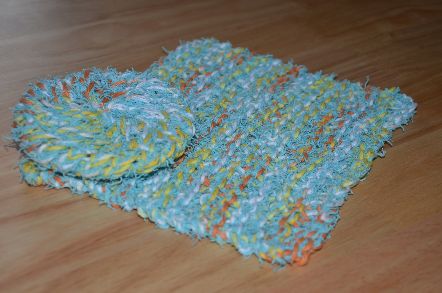 Creamsicle and Caribbean Scrubbie & Dishcloth