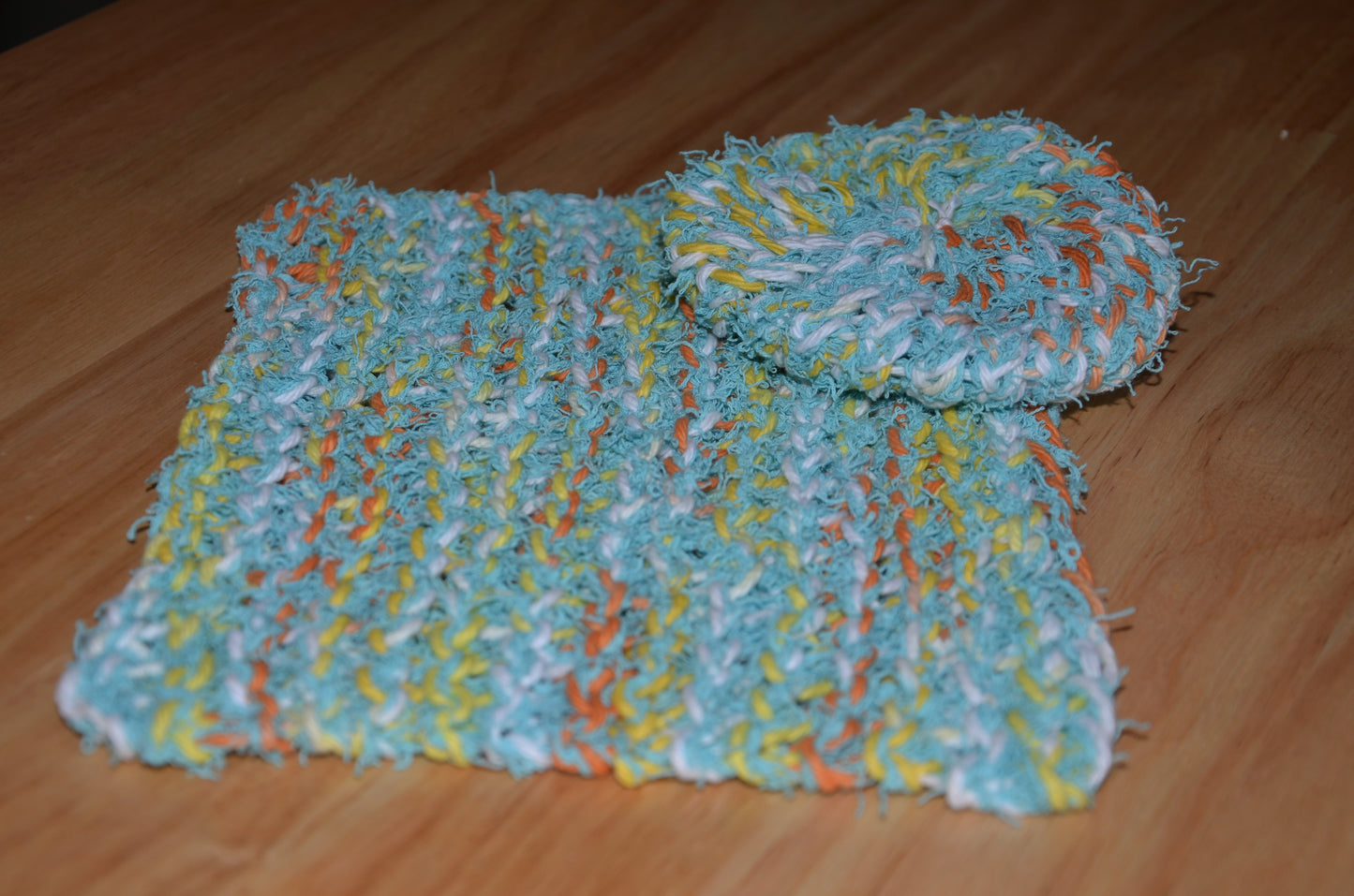 Creamsicle and Caribbean Scrubbie & Dishcloth
