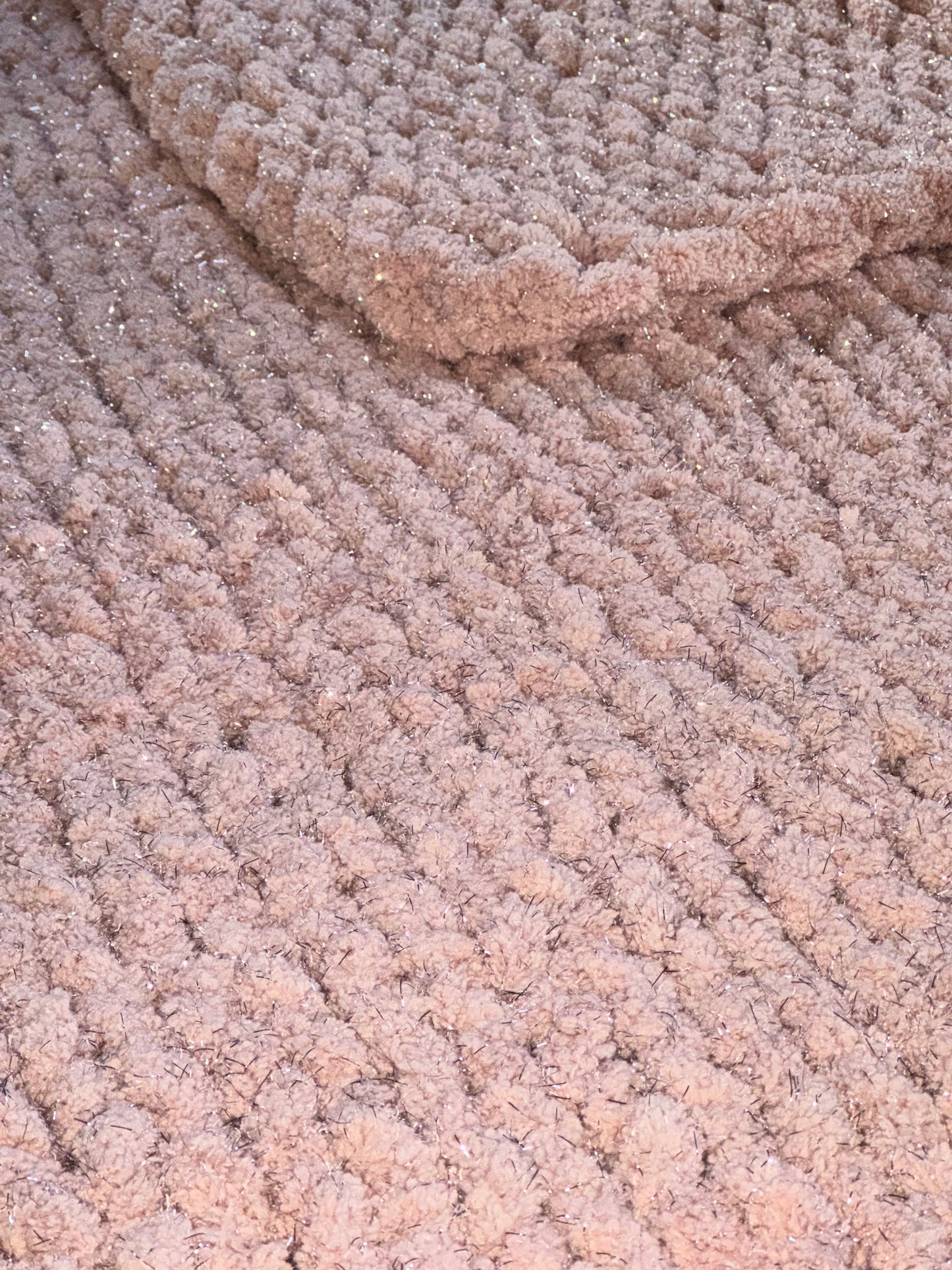 Handmade Pink Sparkle 47" x 62" Tight-Knit Chunky Throw Blanket