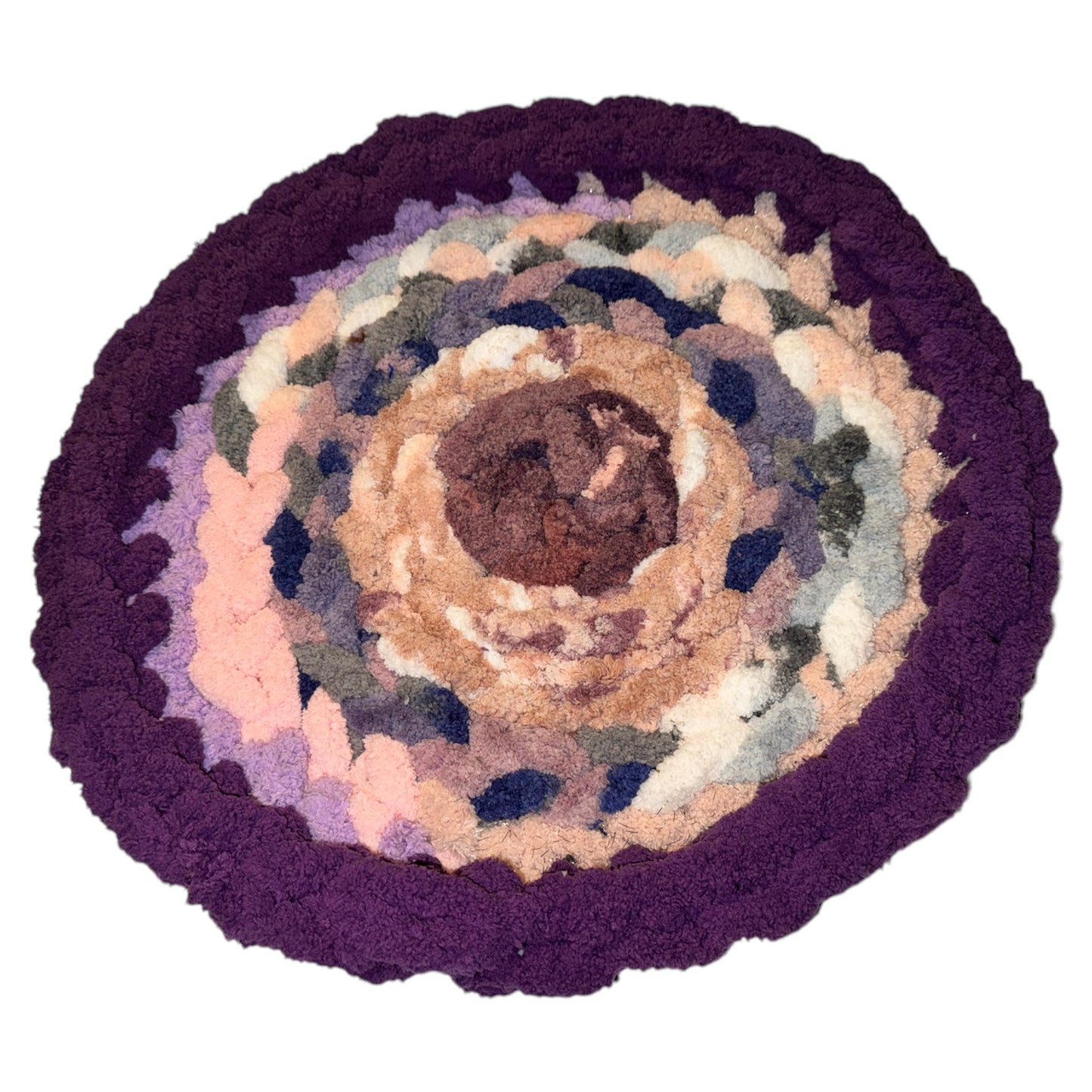 Handmade Multi Color Small Tight-Knit Chunky Round Small Pet Bed