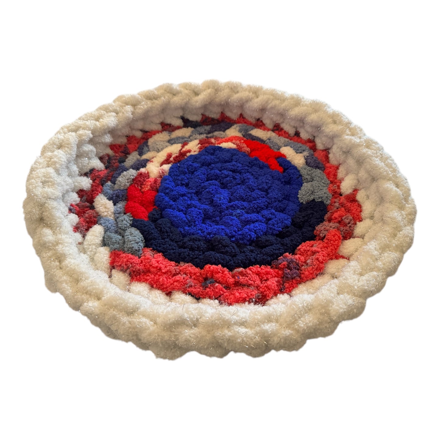 Handmade Multi Color Small Tight-Knit Chunky Round Small Pet Bed