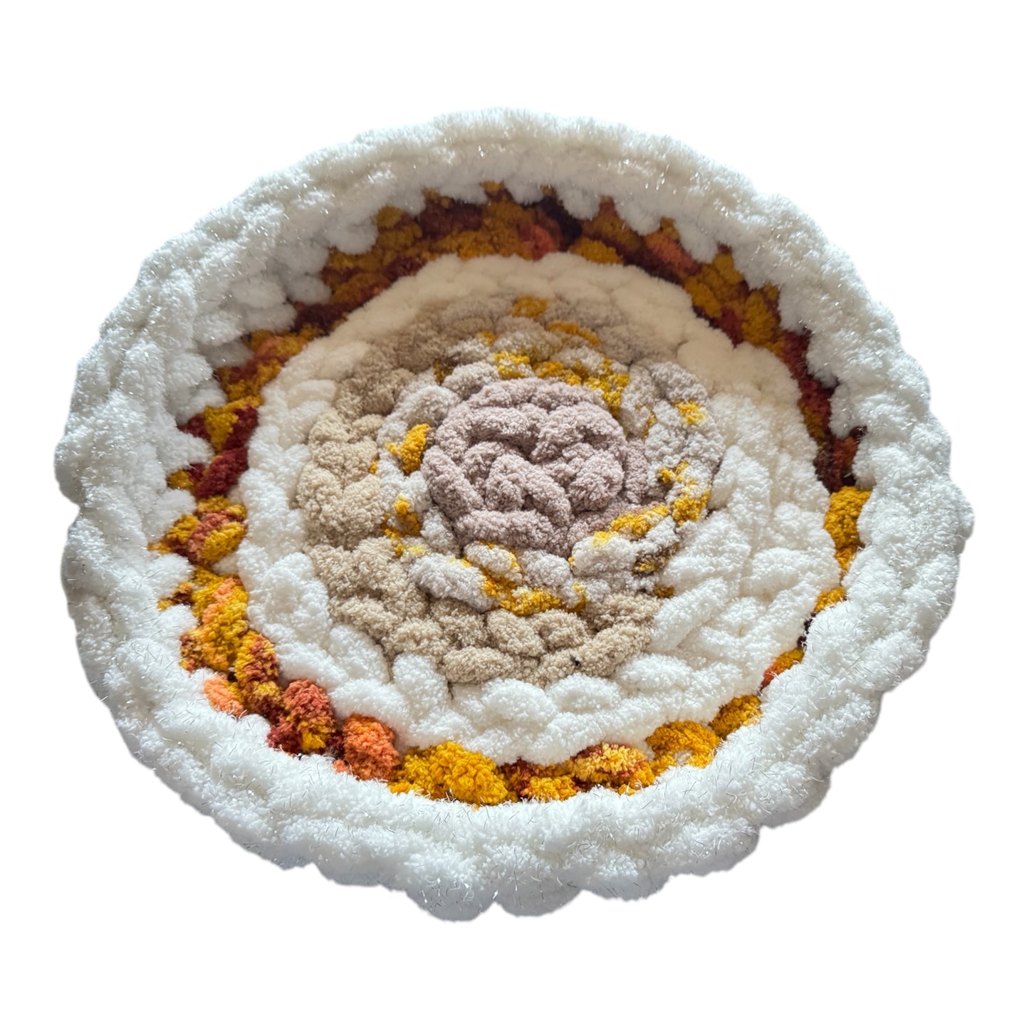 Handmade Multi Color Small Tight-Knit Chunky Round Small Pet Bed