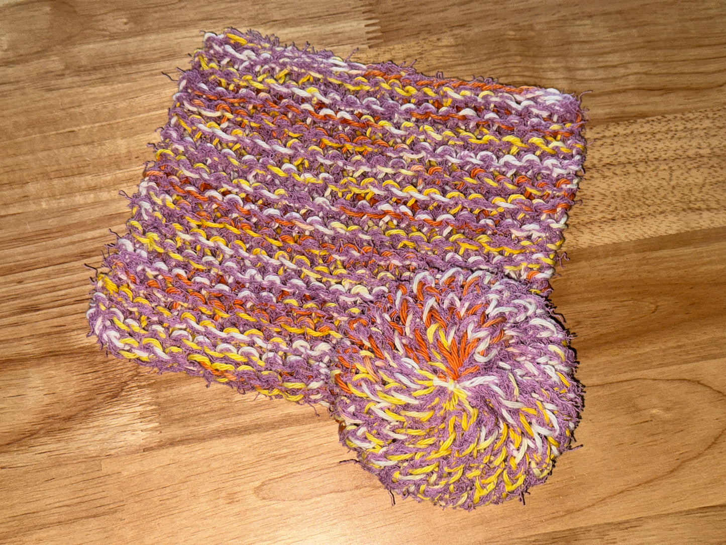 Creamsicle and Lavender Scrubbie & Dishcloth