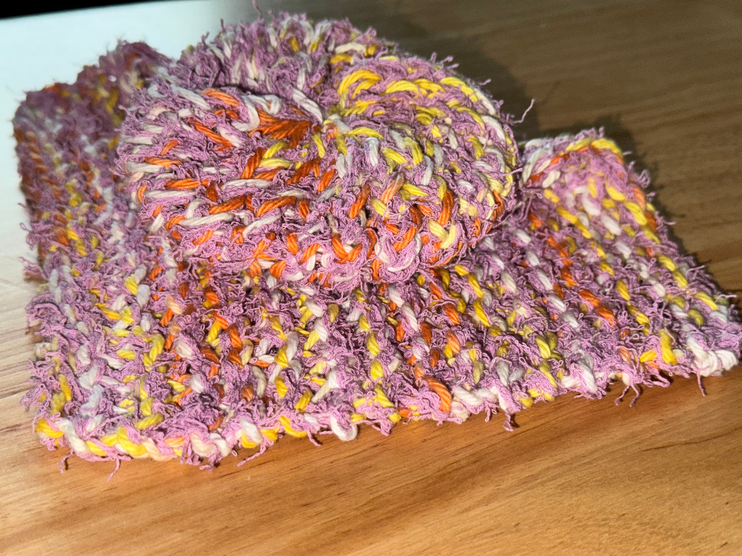 Creamsicle and Lavender Scrubbie & Dishcloth