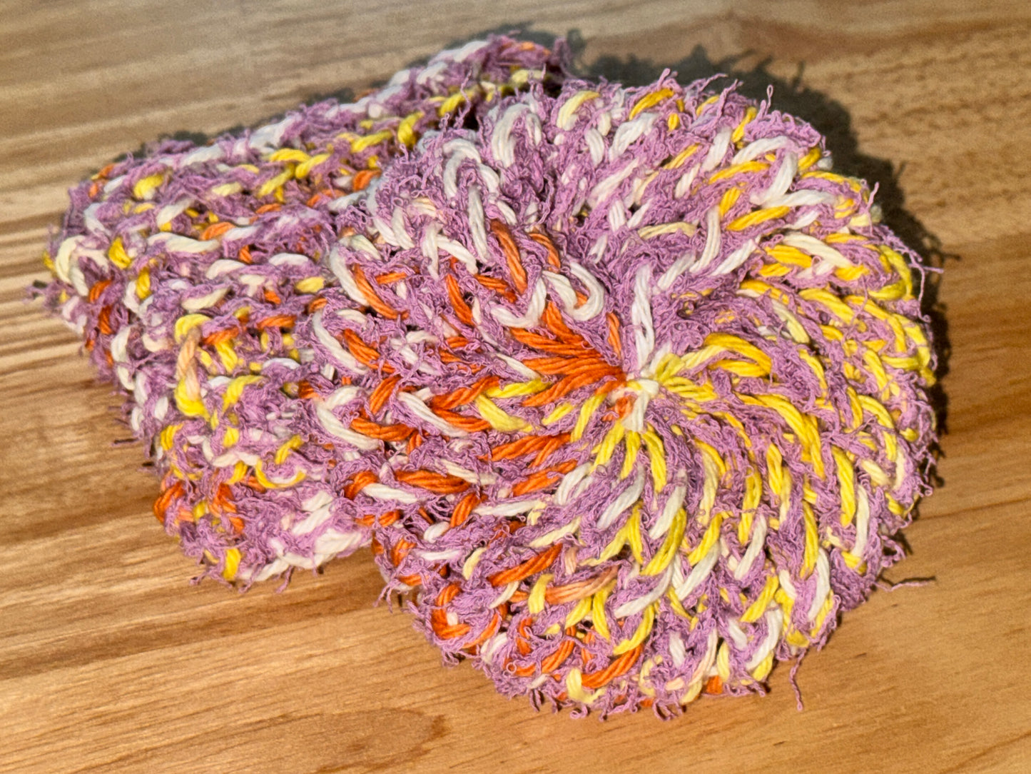 Creamsicle and Lavender Scrubbie & Dishcloth