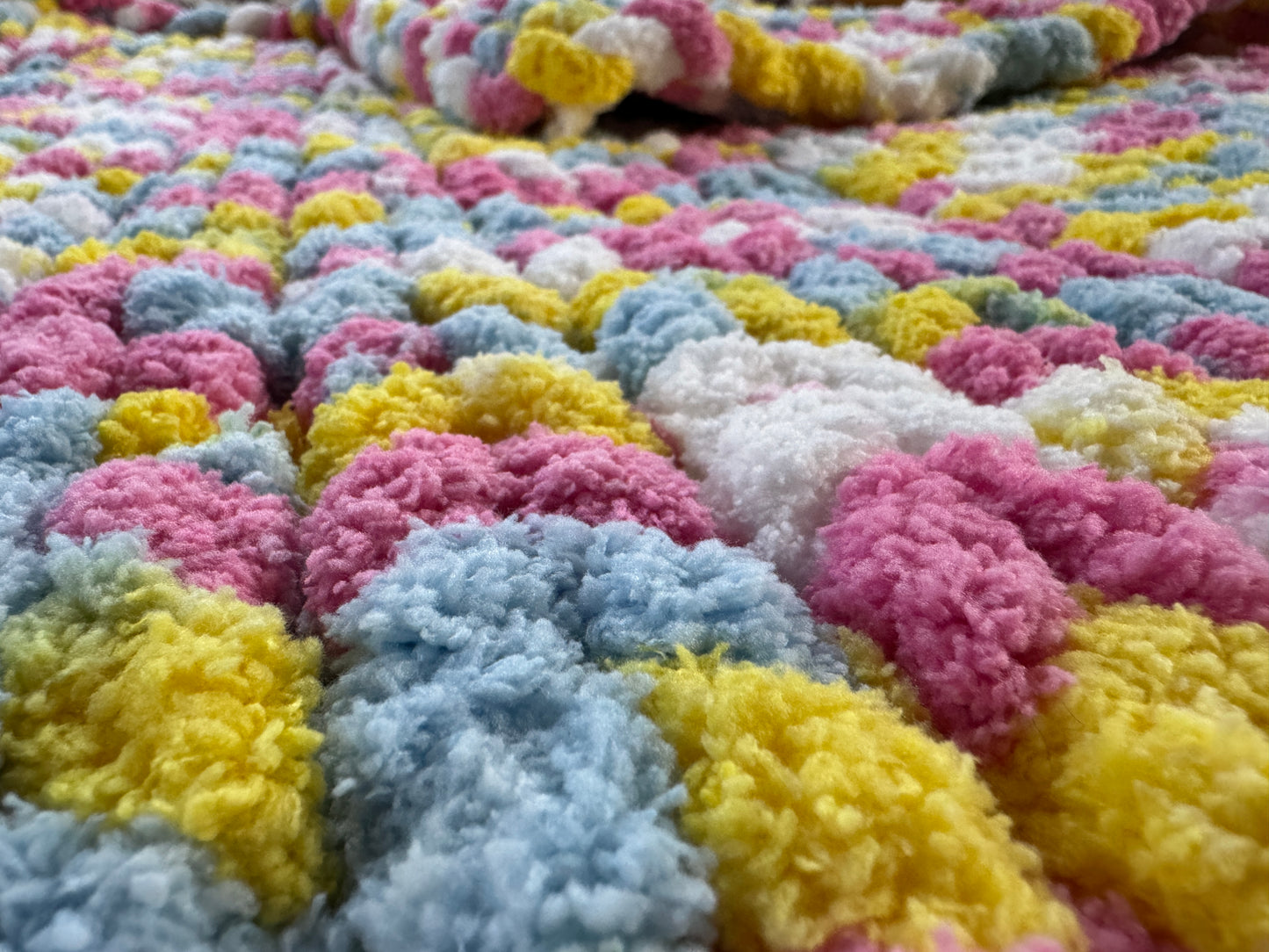 Handmade Multicolor 30" x 42" Tight-Knit Chunky Baby Blanket