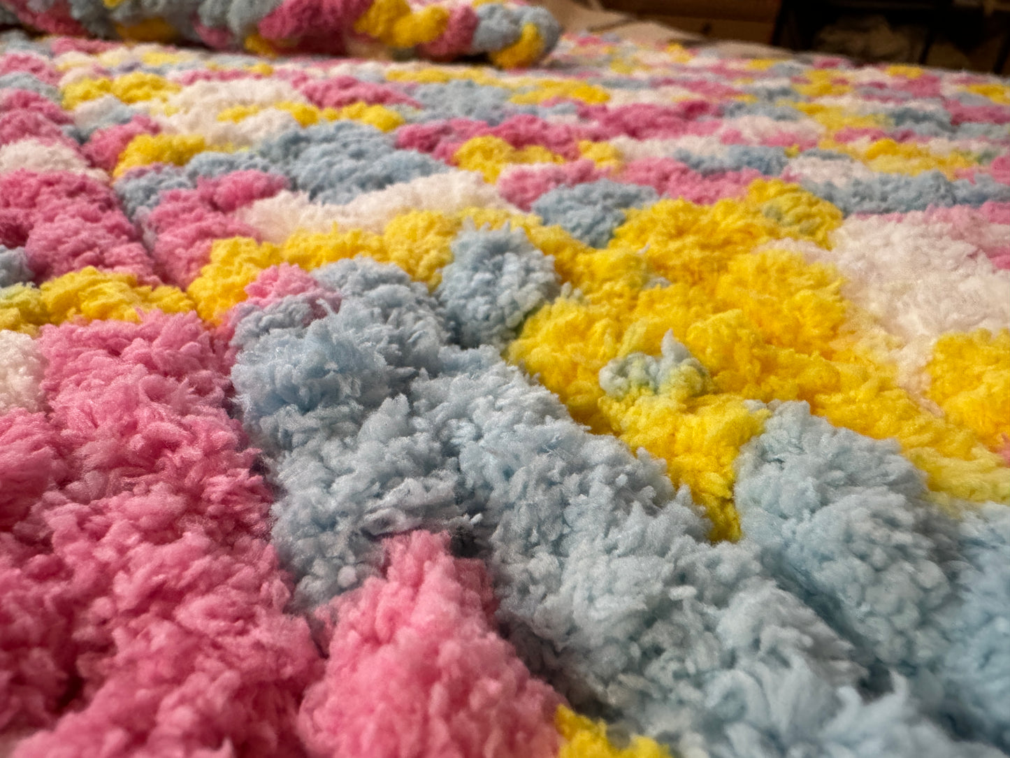 Handmade Multicolor 28" x 47" Tight-Knit Chunky Baby Blanket
