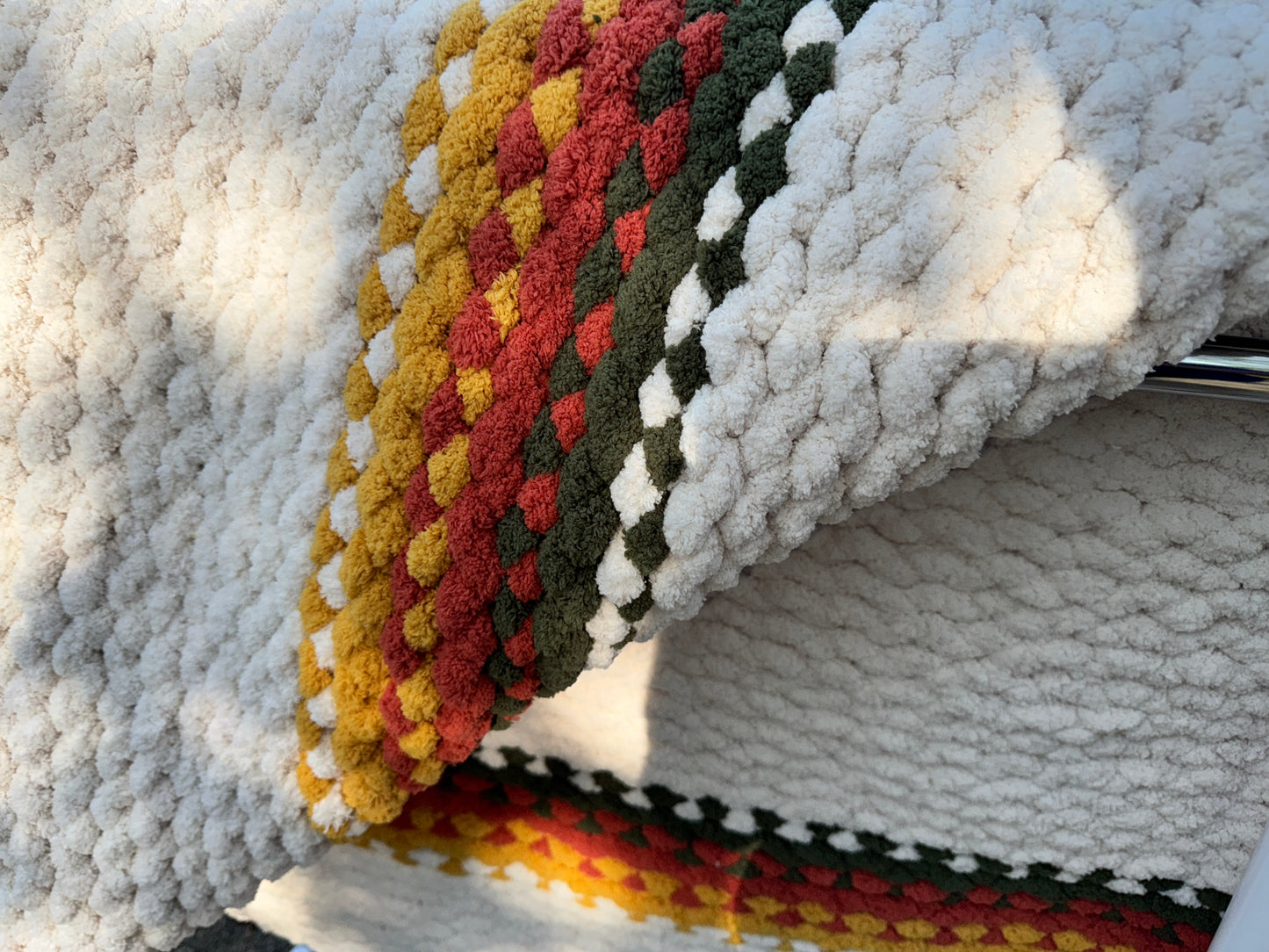 Handmade Maine Fall Tight-Knit Chunky Throw Blanket ~45" x 60"
