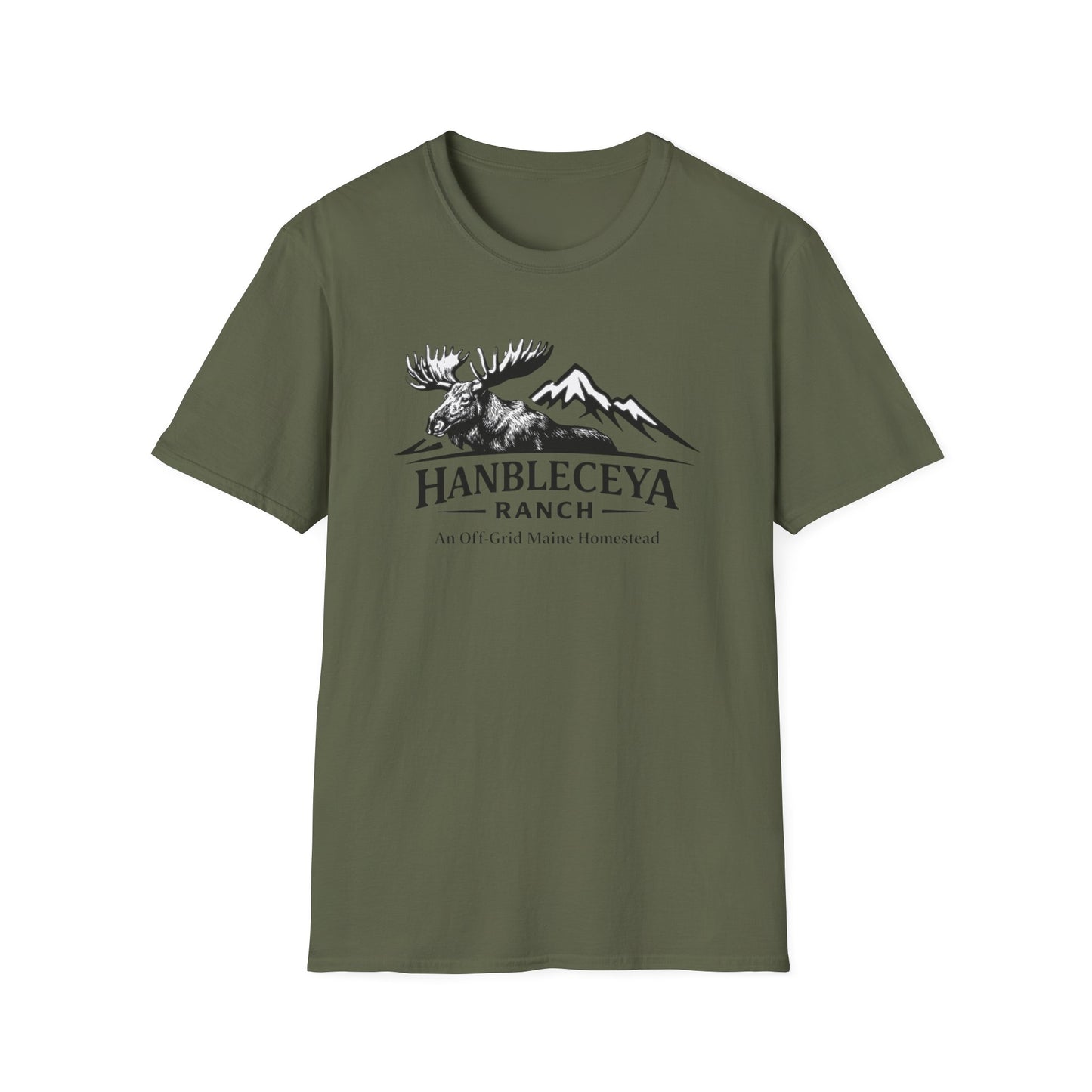 Hanbleceya Ranch - Vintage Moose & Mountain Unisex Softstyle T-Shirt