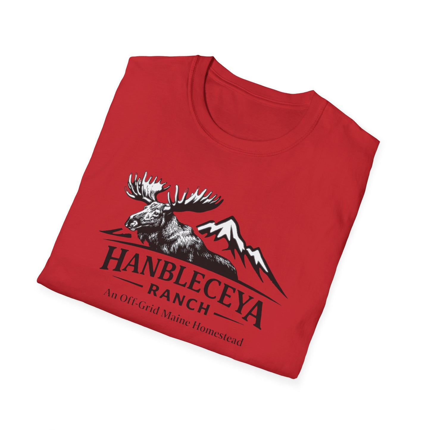 Hanbleceya Ranch - Vintage Moose & Mountain Unisex Softstyle T-Shirt