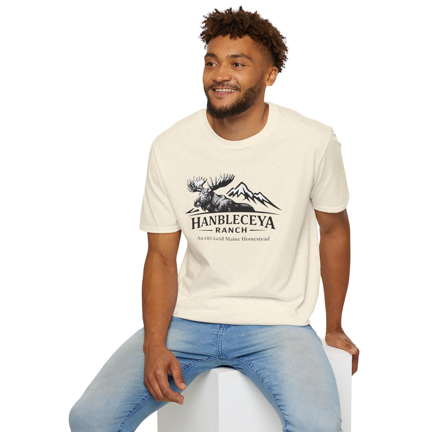 Hanbleceya Ranch - Vintage Moose & Mountain Unisex Softstyle T-Shirt