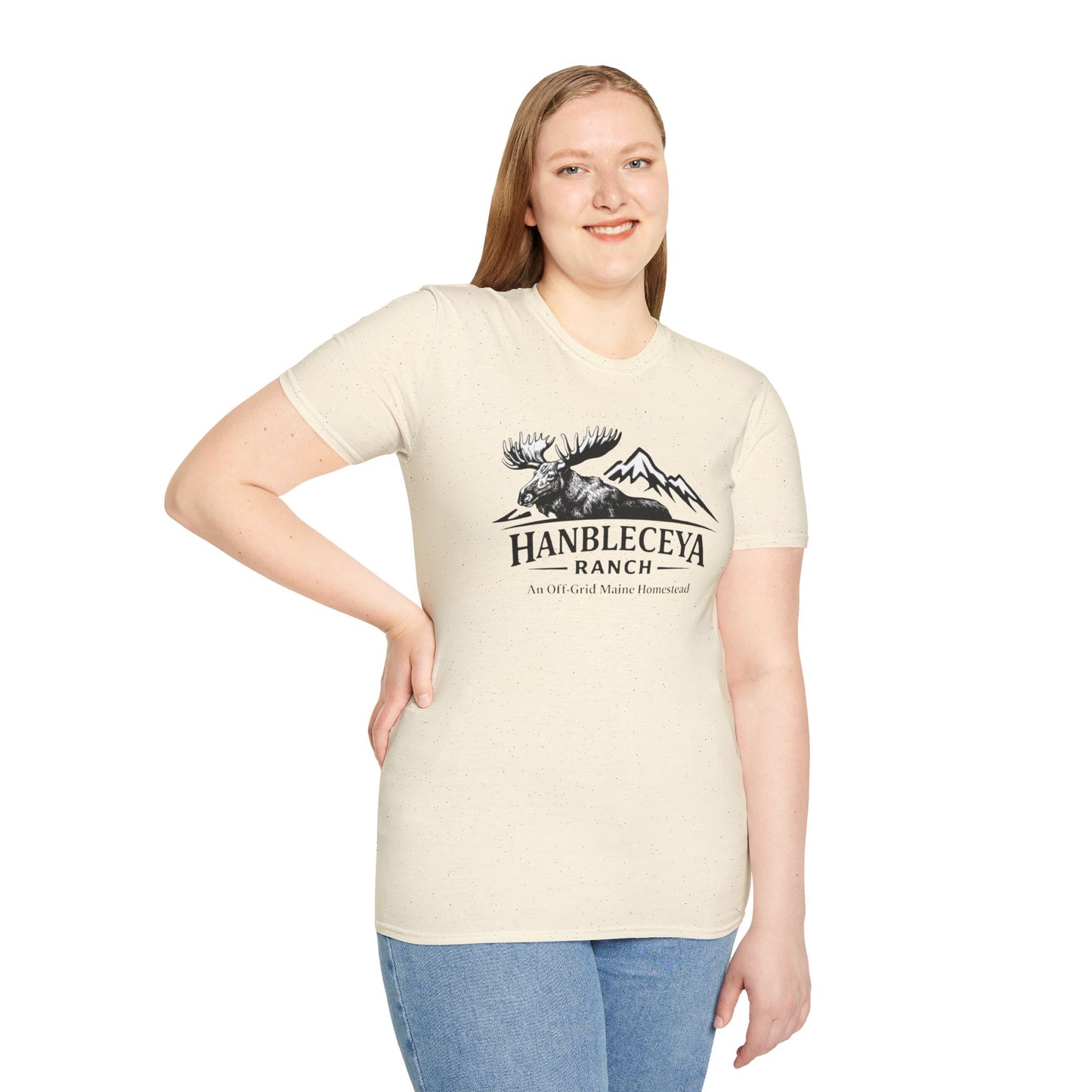 Hanbleceya Ranch - Vintage Moose & Mountain Unisex Softstyle T-Shirt
