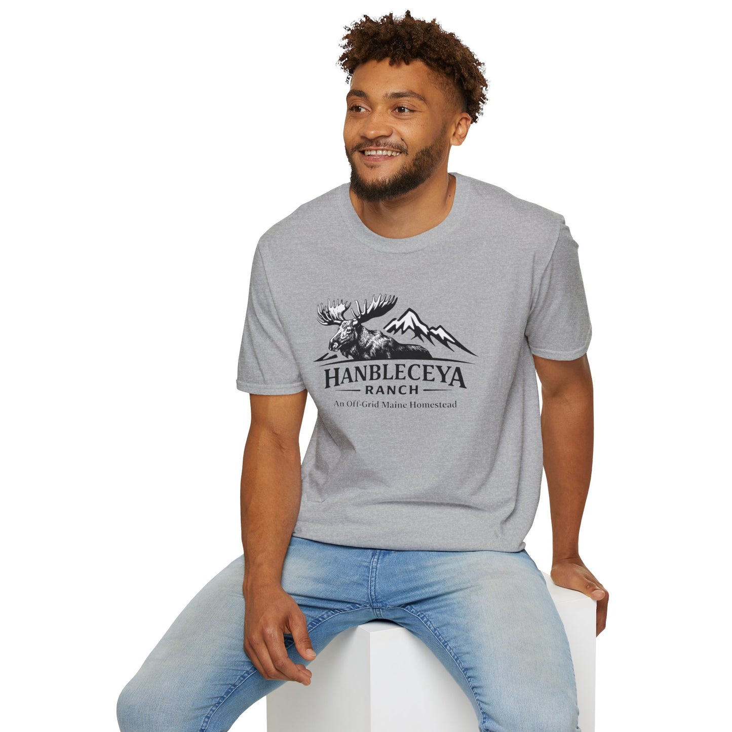 Hanbleceya Ranch - Vintage Moose & Mountain Unisex Softstyle T-Shirt
