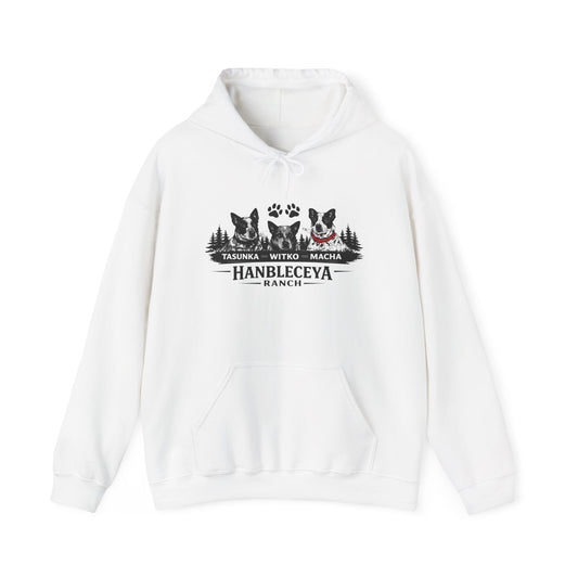 The Ranch Crew Hoodie – Hanbleceya Ranch Design with Paw Prints & Forest Silhouette