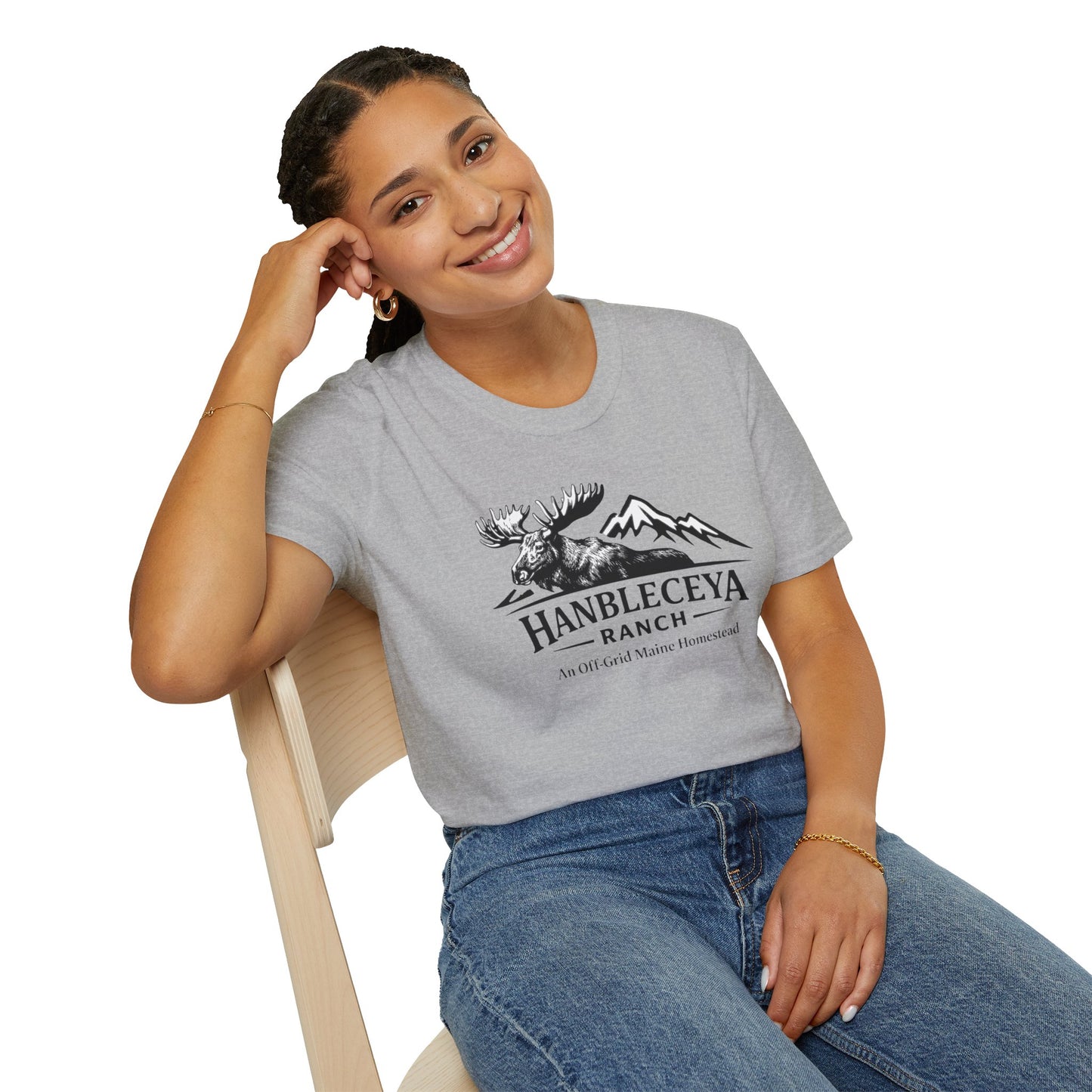 Hanbleceya Ranch - Vintage Moose & Mountain Unisex Softstyle T-Shirt