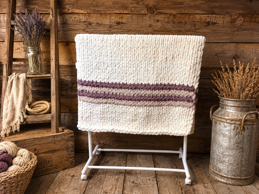 Handmade Custom Maine Morning Mist Tight-Knit Chunky Throw Blanket ~40 x 60