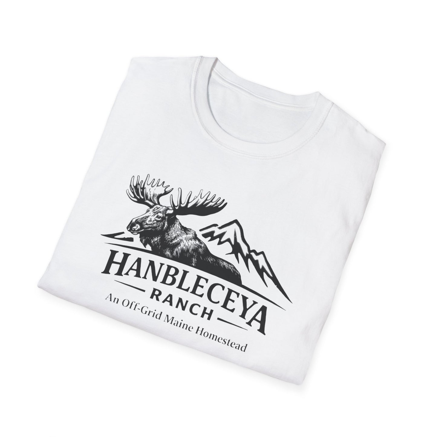 Hanbleceya Ranch - Vintage Moose & Mountain Unisex Softstyle T-Shirt
