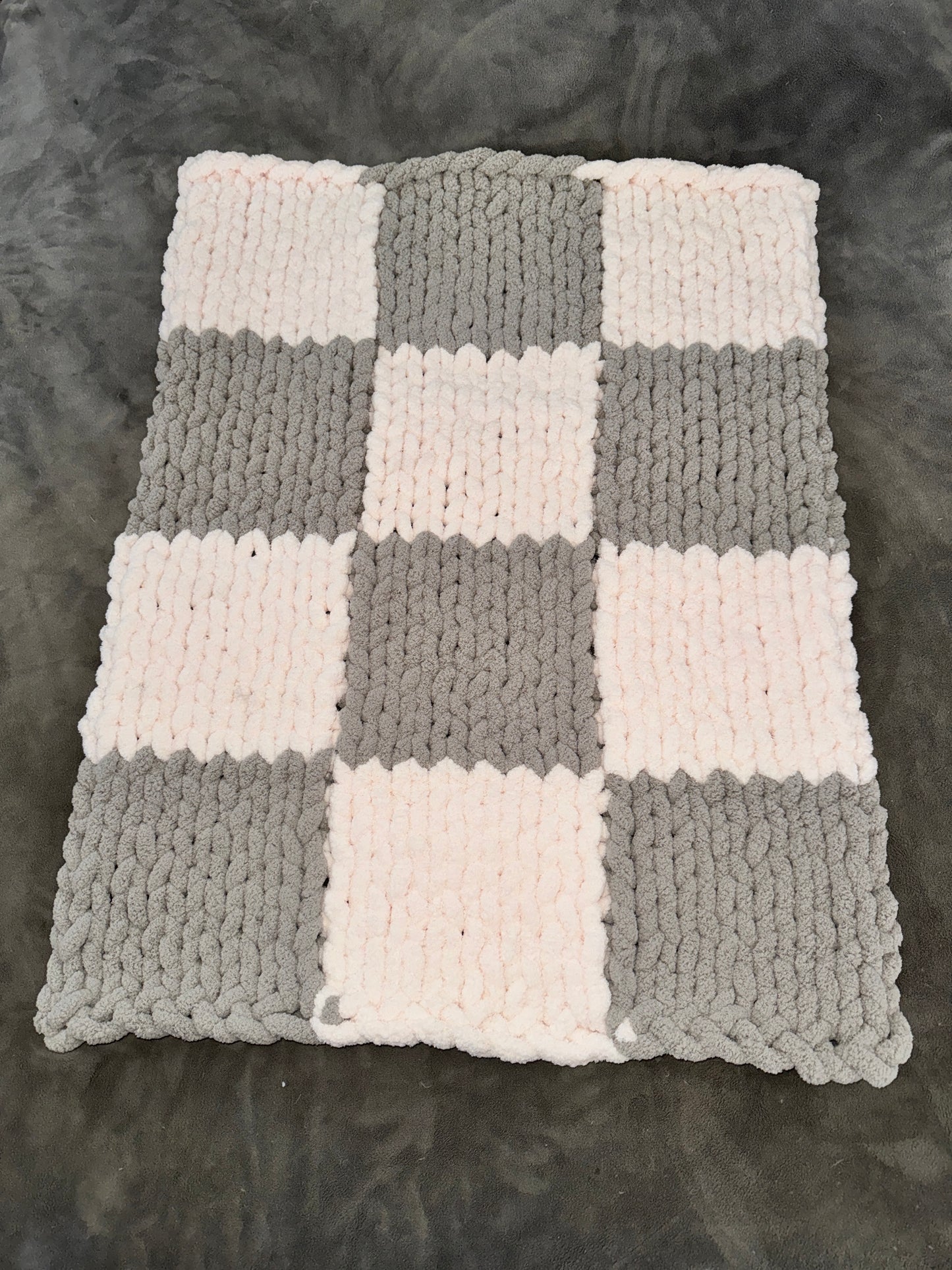 Handmade Custom Baby  27" x 52" Classic Knit Chunky Blanket