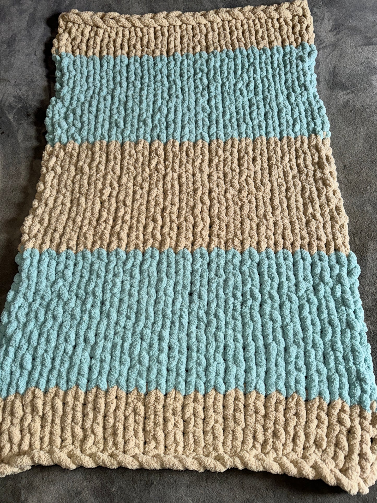 Handmade Custom Baby  27" x 52" Classic Knit Chunky Blanket