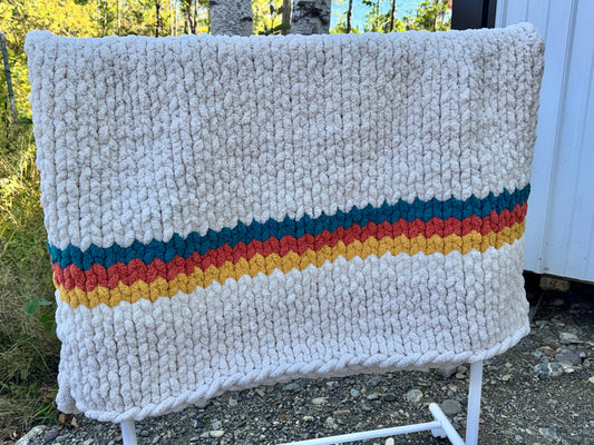 Handmade Maine Sunset Tight-Knit Chunky Throw Blanket ~45" x 60"