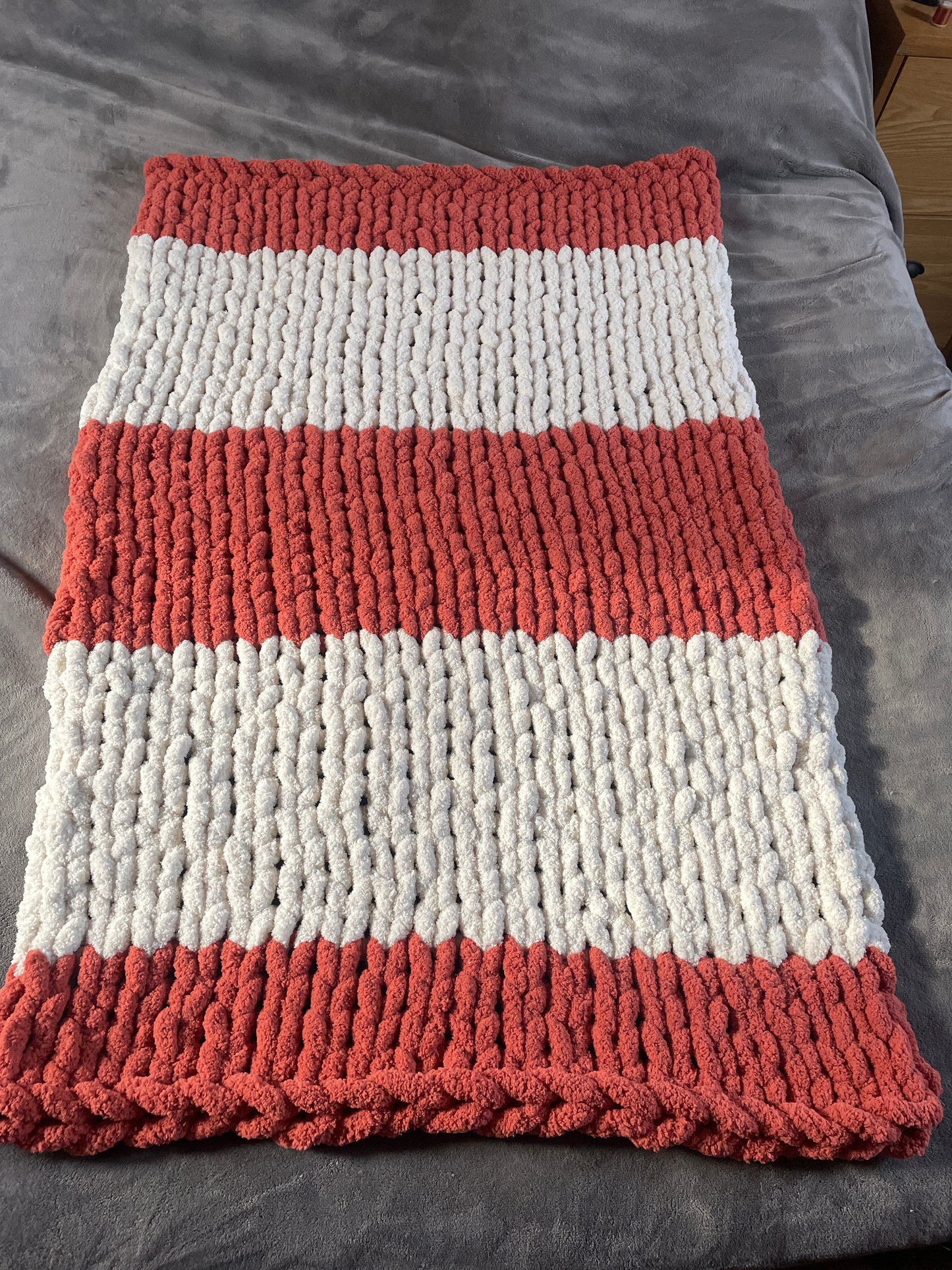 Handmade Custom Baby  27" x 52" Classic Knit Chunky Blanket