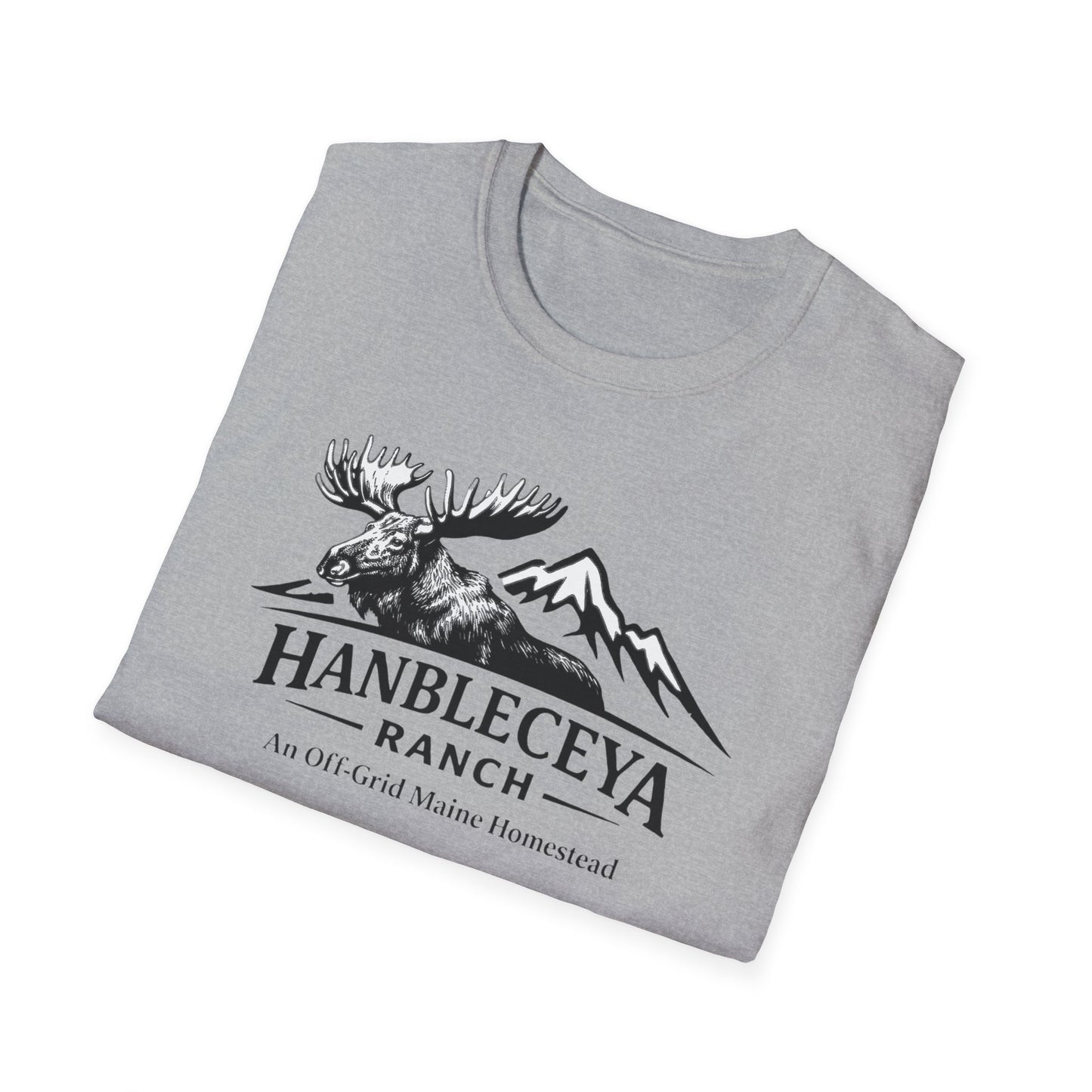 Hanbleceya Ranch - Vintage Moose & Mountain Unisex Softstyle T-Shirt