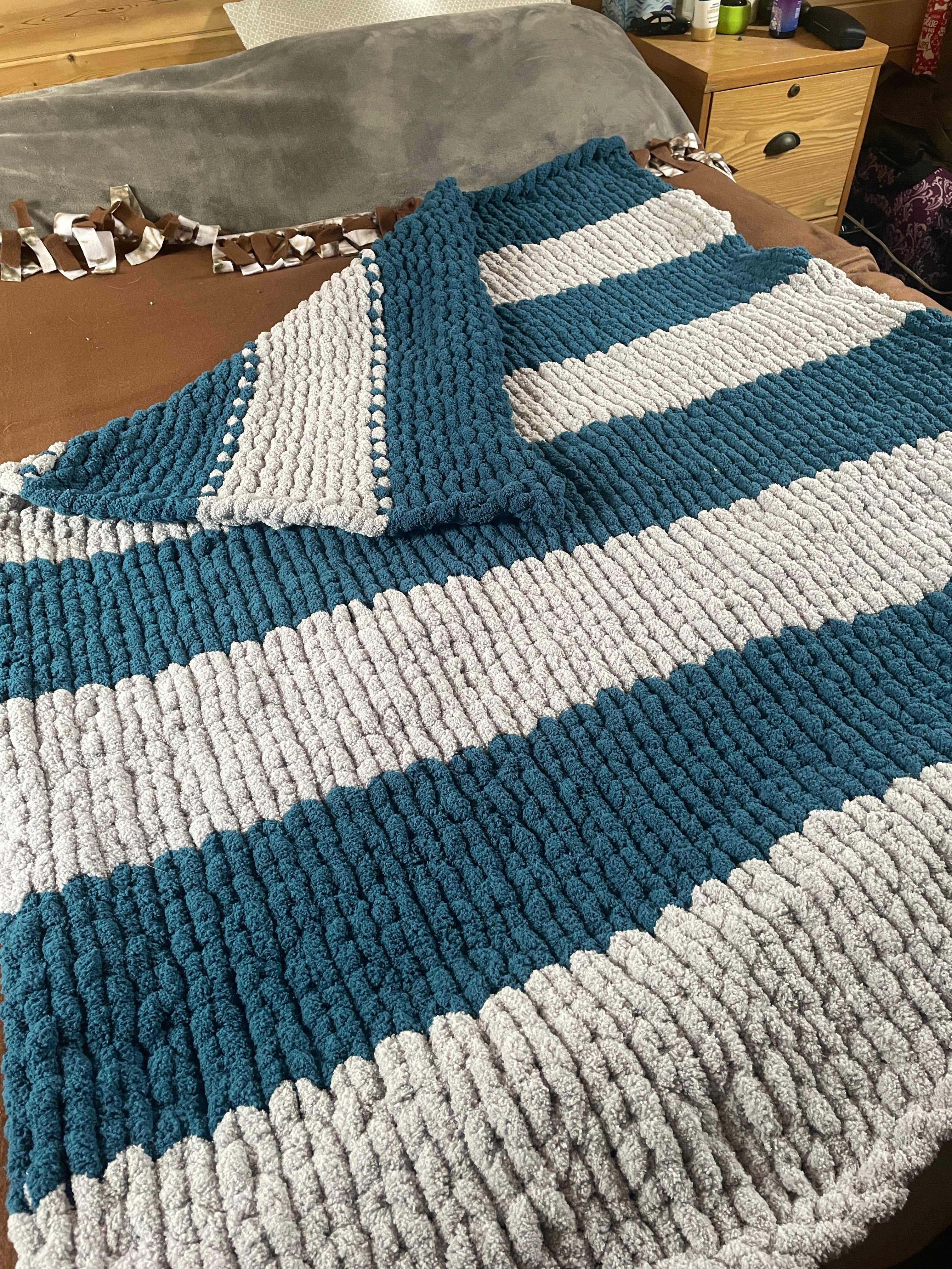 Chunky Knit Blanket, Chunky Knit Throw, Soft Chenille Chunky Blanket, Customizable sizes and colors, Striped blanket deals