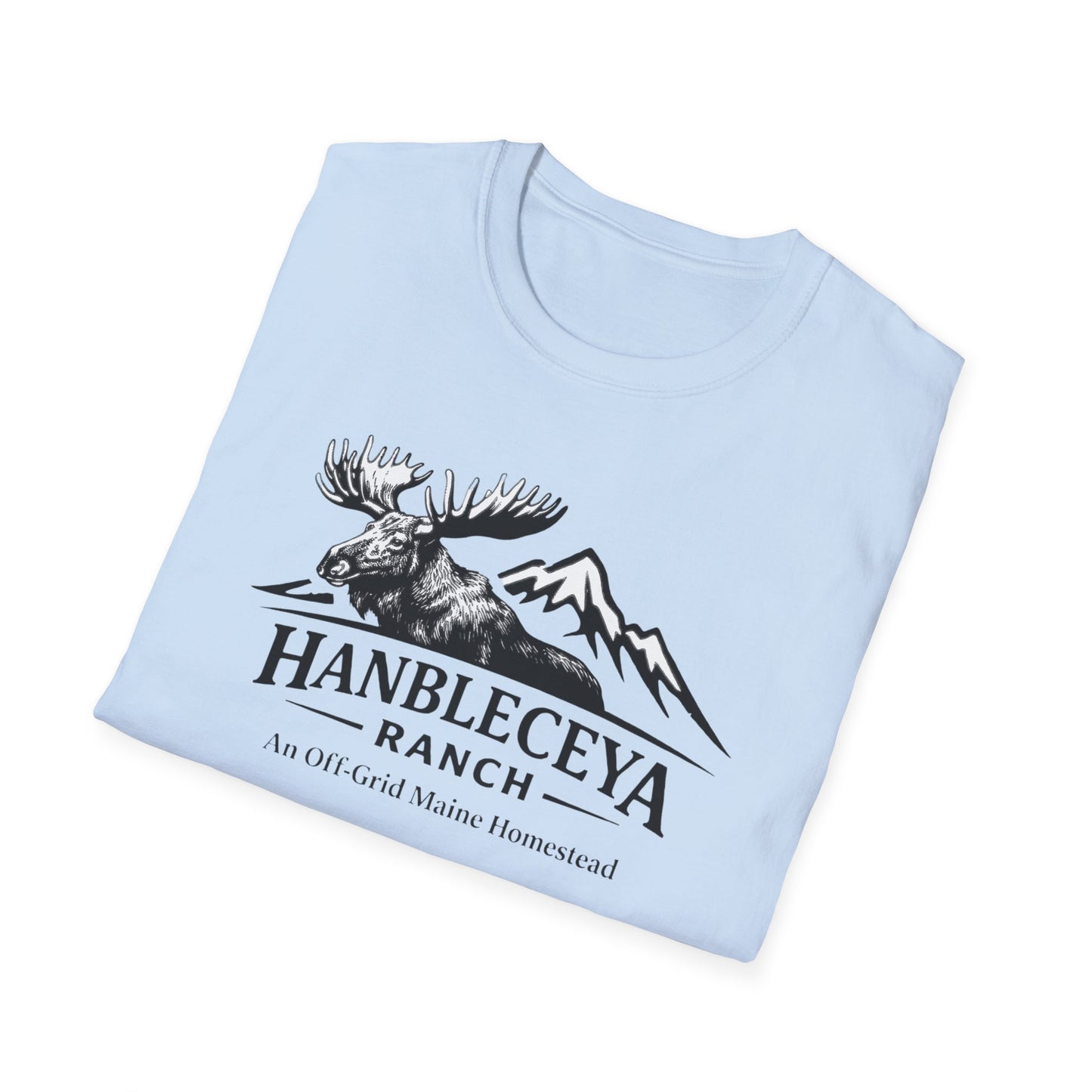 Hanbleceya Ranch - Vintage Moose & Mountain Unisex Softstyle T-Shirt