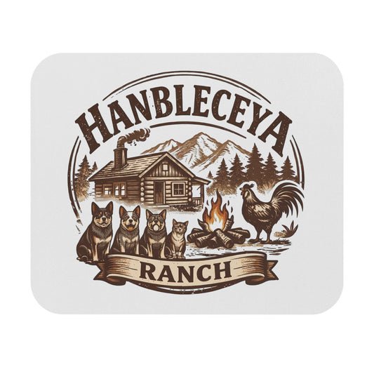 Hanbleceya Ranch Mouse Pad — Rustic Cabin, Campfire & Farm Animals Desk Mat