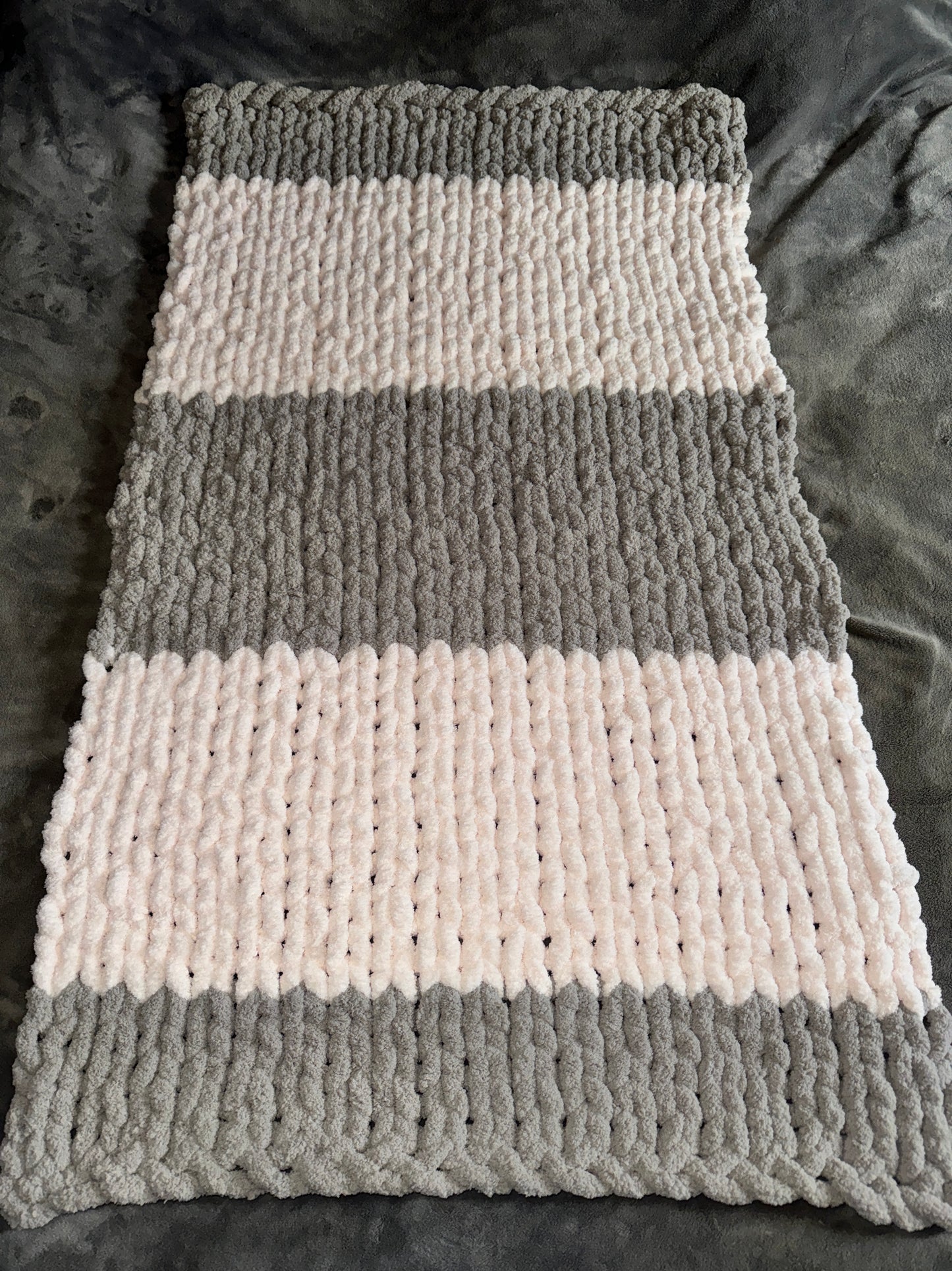 Handmade Custom Baby  27" x 52" Classic Knit Chunky Blanket