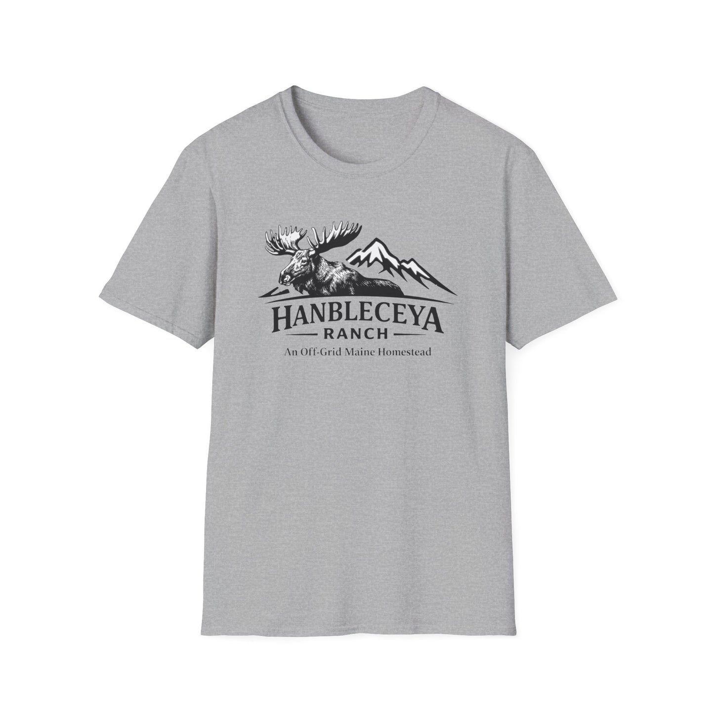 Hanbleceya Ranch - Vintage Moose & Mountain Unisex Softstyle T-Shirt