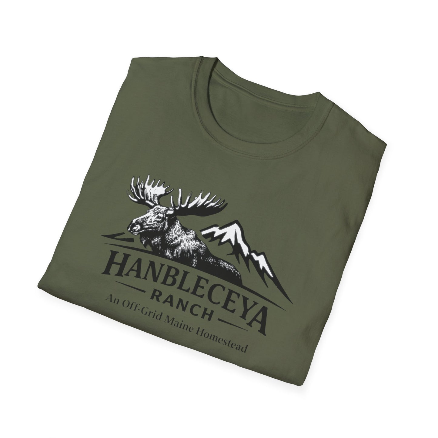 Hanbleceya Ranch - Vintage Moose & Mountain Unisex Softstyle T-Shirt