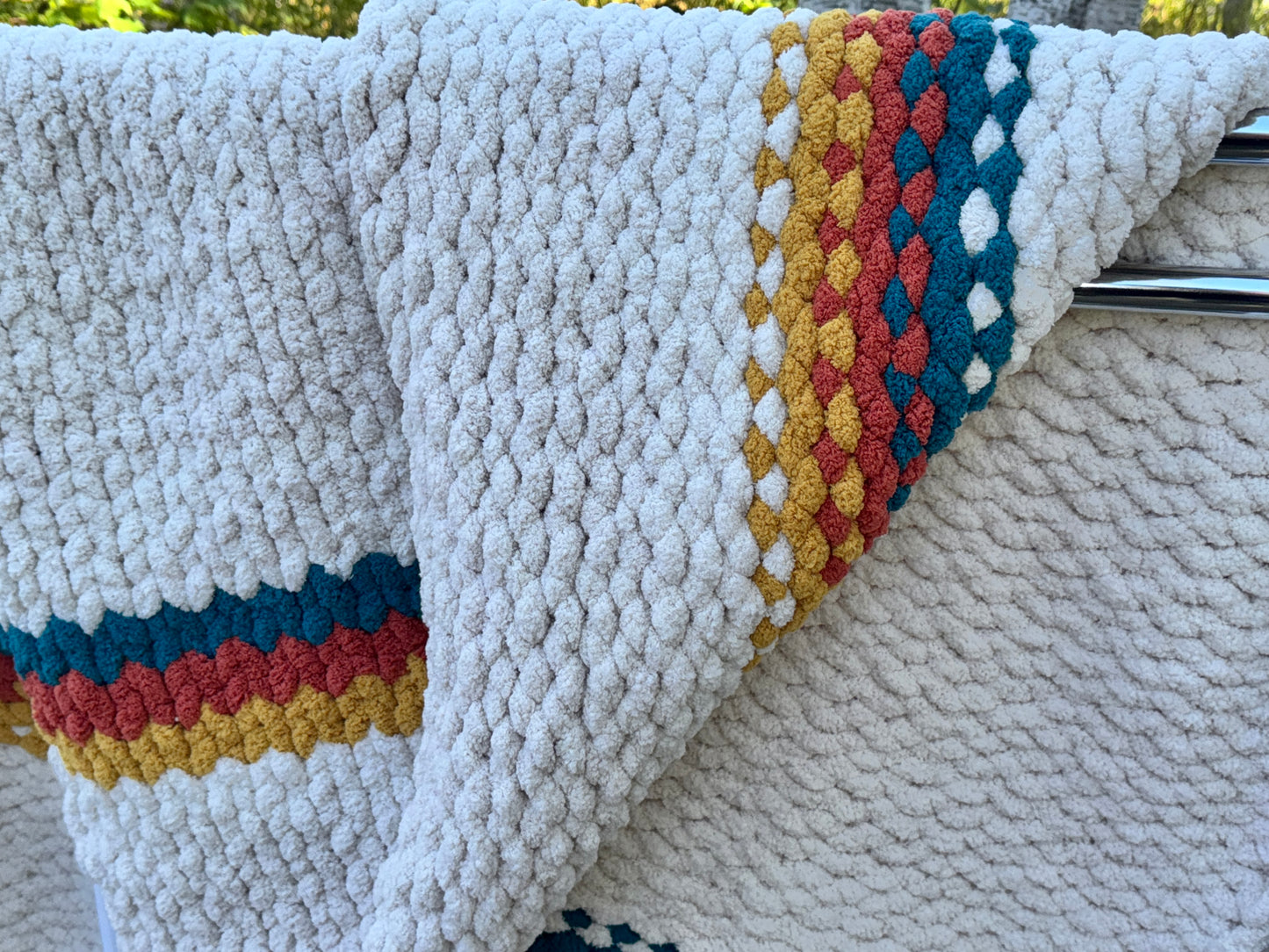 Handmade Maine Sunset Tight-Knit Chunky Throw Blanket ~45" x 60"