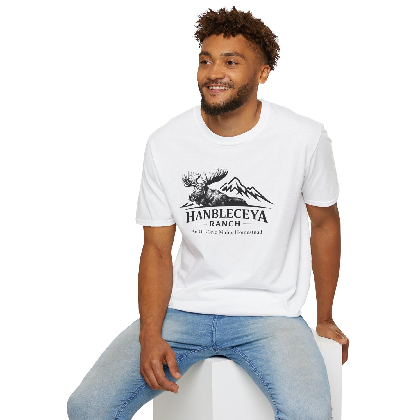 Hanbleceya Ranch - Vintage Moose & Mountain Unisex Softstyle T-Shirt