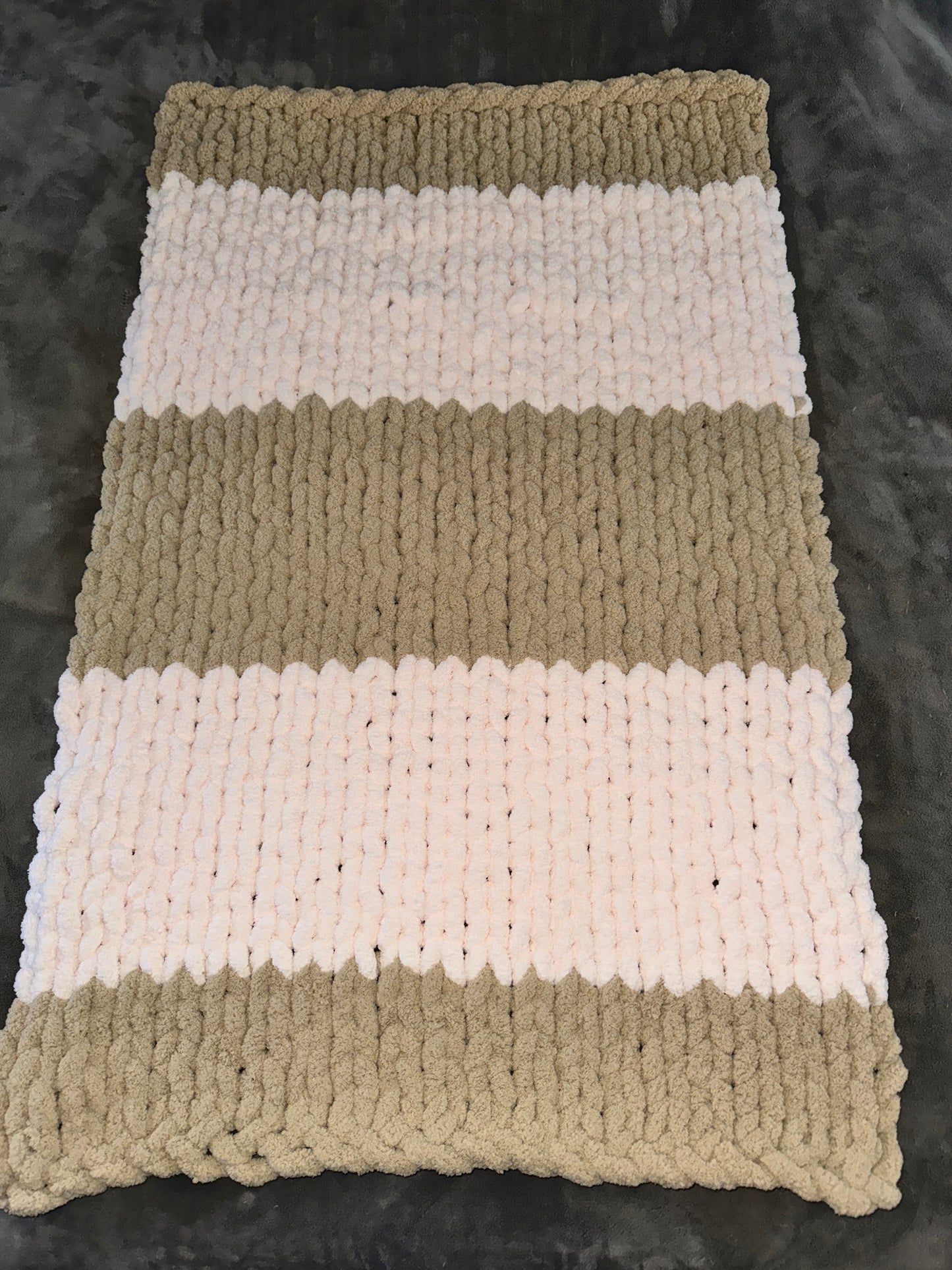 Handmade Custom Baby  27" x 52" Classic Knit Chunky Blanket