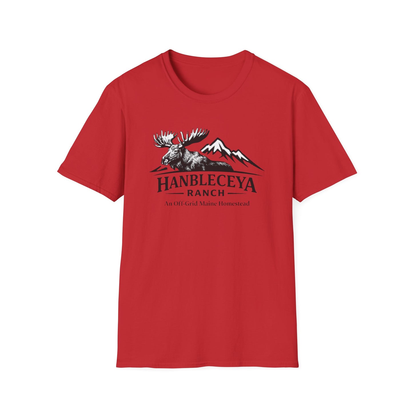 Hanbleceya Ranch - Vintage Moose & Mountain Unisex Softstyle T-Shirt