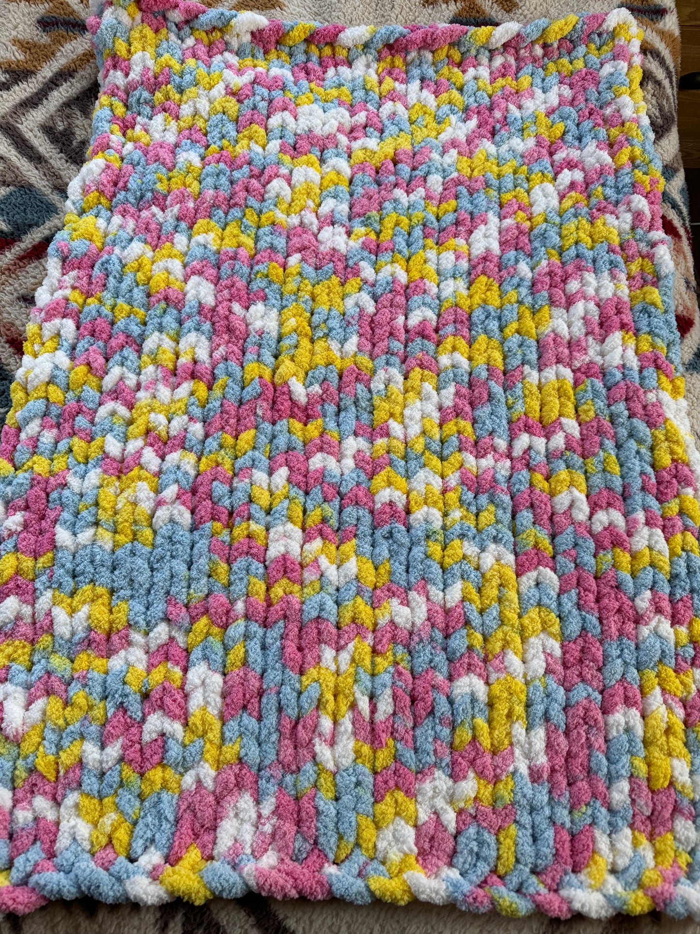 Handmade Custom Baby  27" x 52" Classic Knit Chunky Blanket