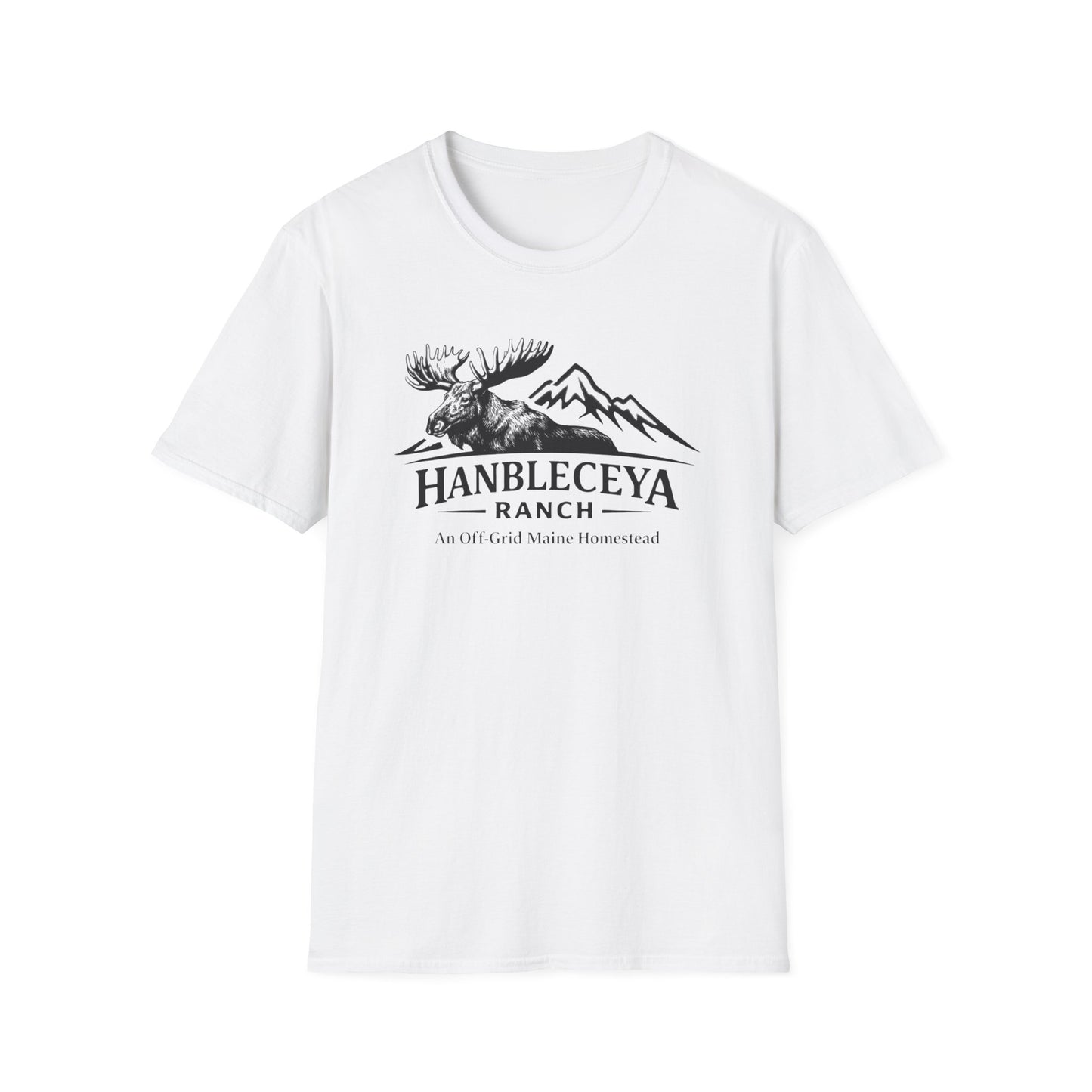 Hanbleceya Ranch - Vintage Moose & Mountain Unisex Softstyle T-Shirt