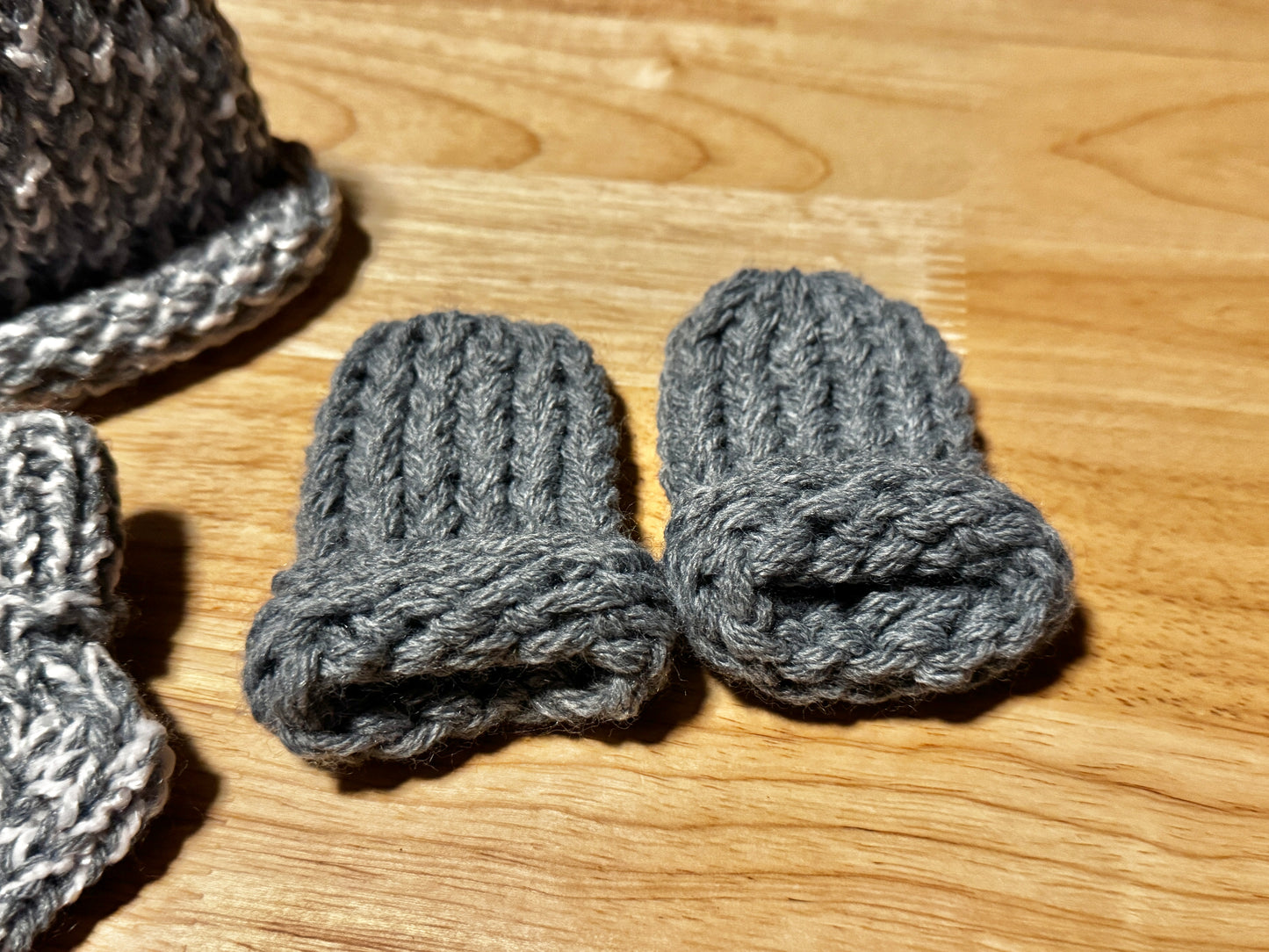 Custom Handmade Newborn/Baby Beanie with Mittens and Booties Set