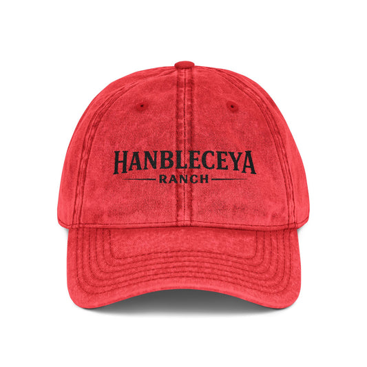 Vintage Embroidered Cap – "Hanbleceya Ranch" Distressed Hat