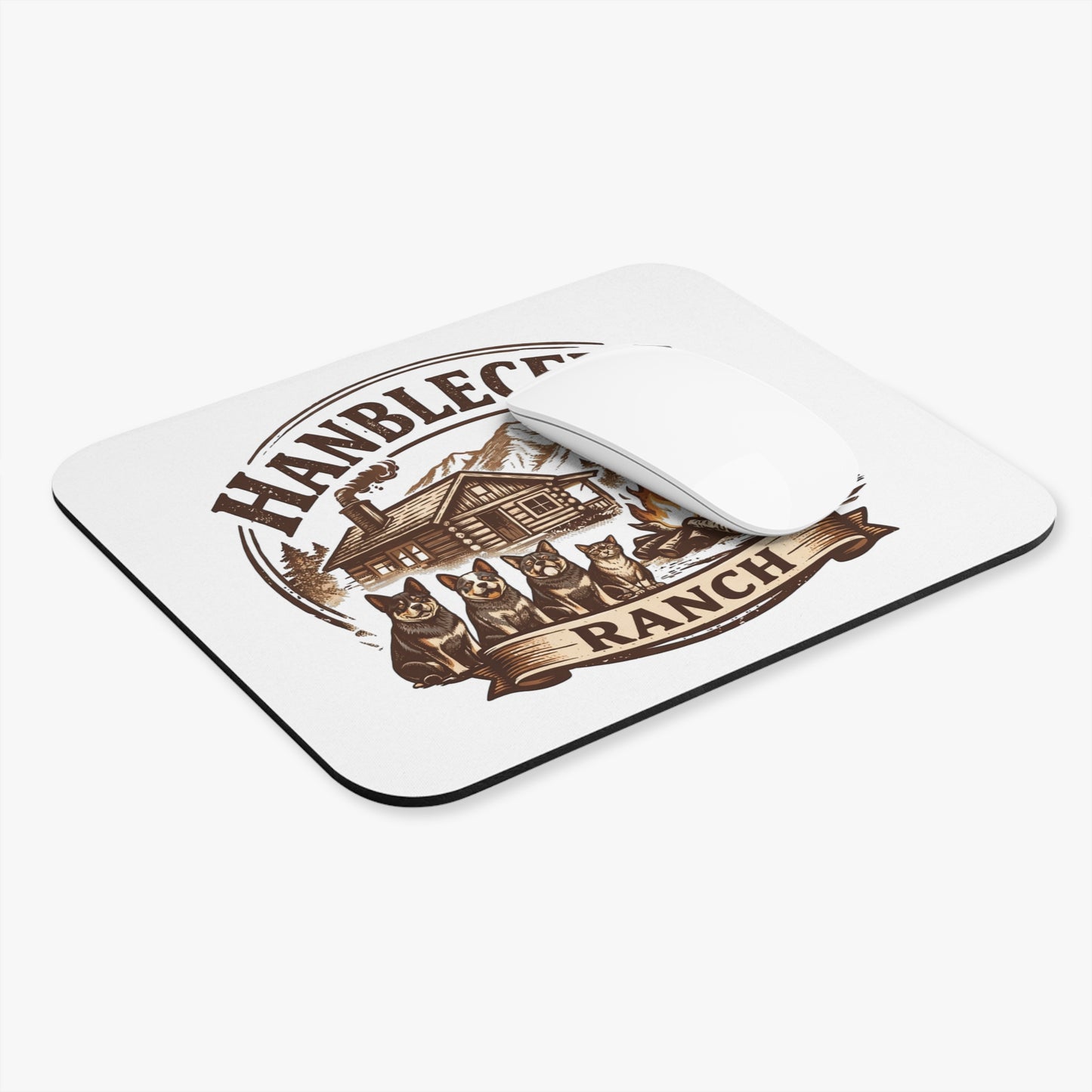 Hanbleceya Ranch Mouse Pad — Rustic Cabin, Campfire & Farm Animals Desk Mat