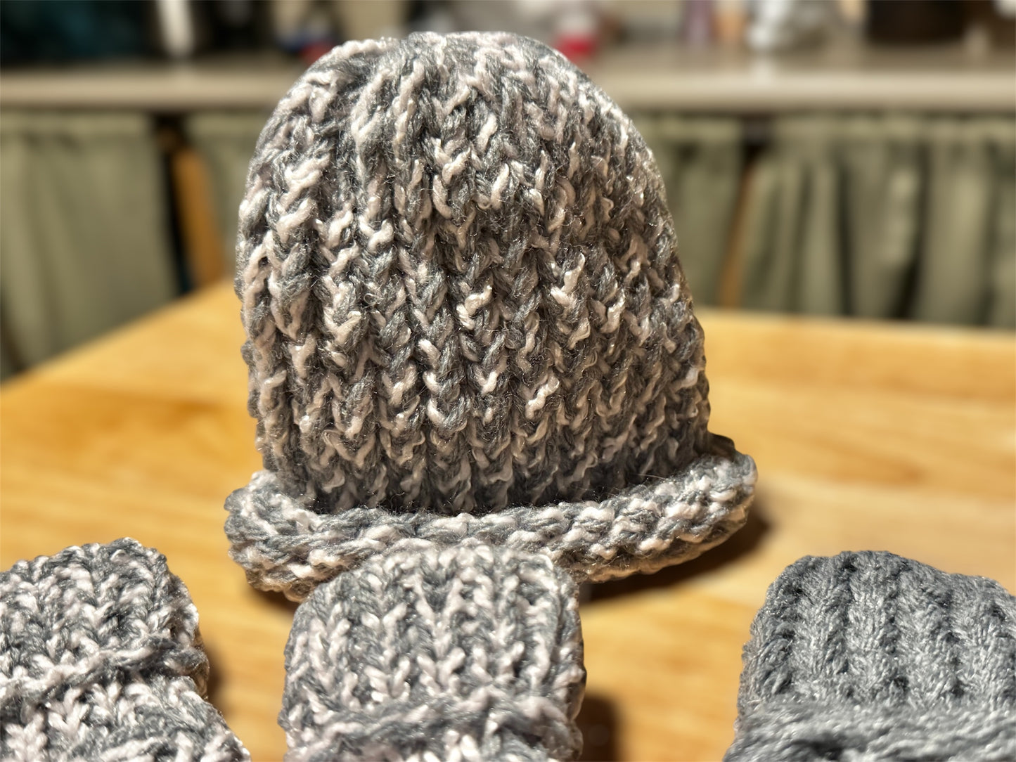 Custom Handmade Newborn/Baby Beanie with Mittens and Booties Set