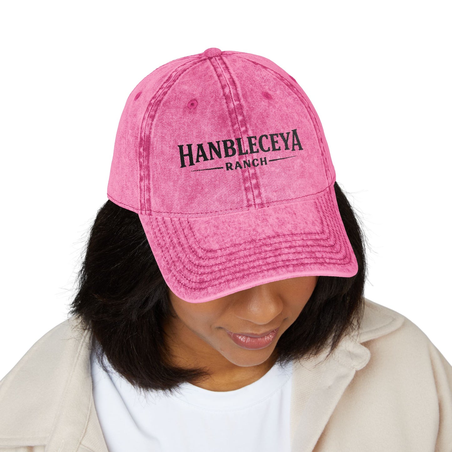 Vintage Embroidered Cap – "Hanbleceya Ranch" Distressed Hat