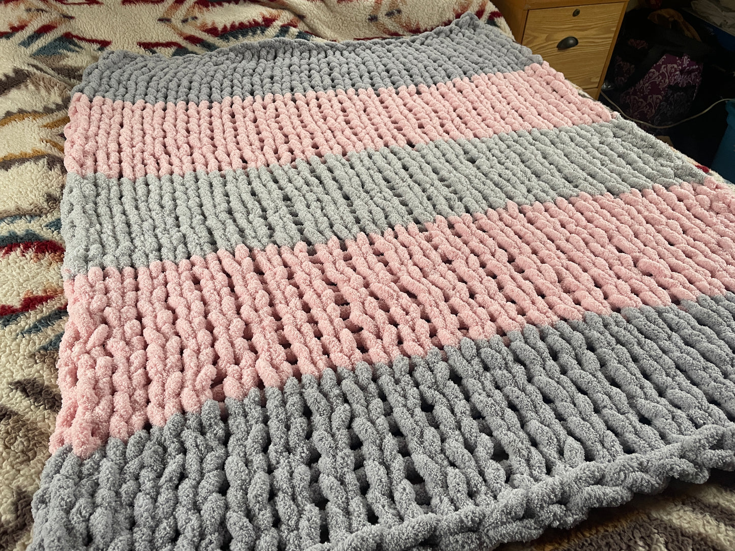 Handmade Custom Throw 45" x 60" Classic Knit Chunky Blanket