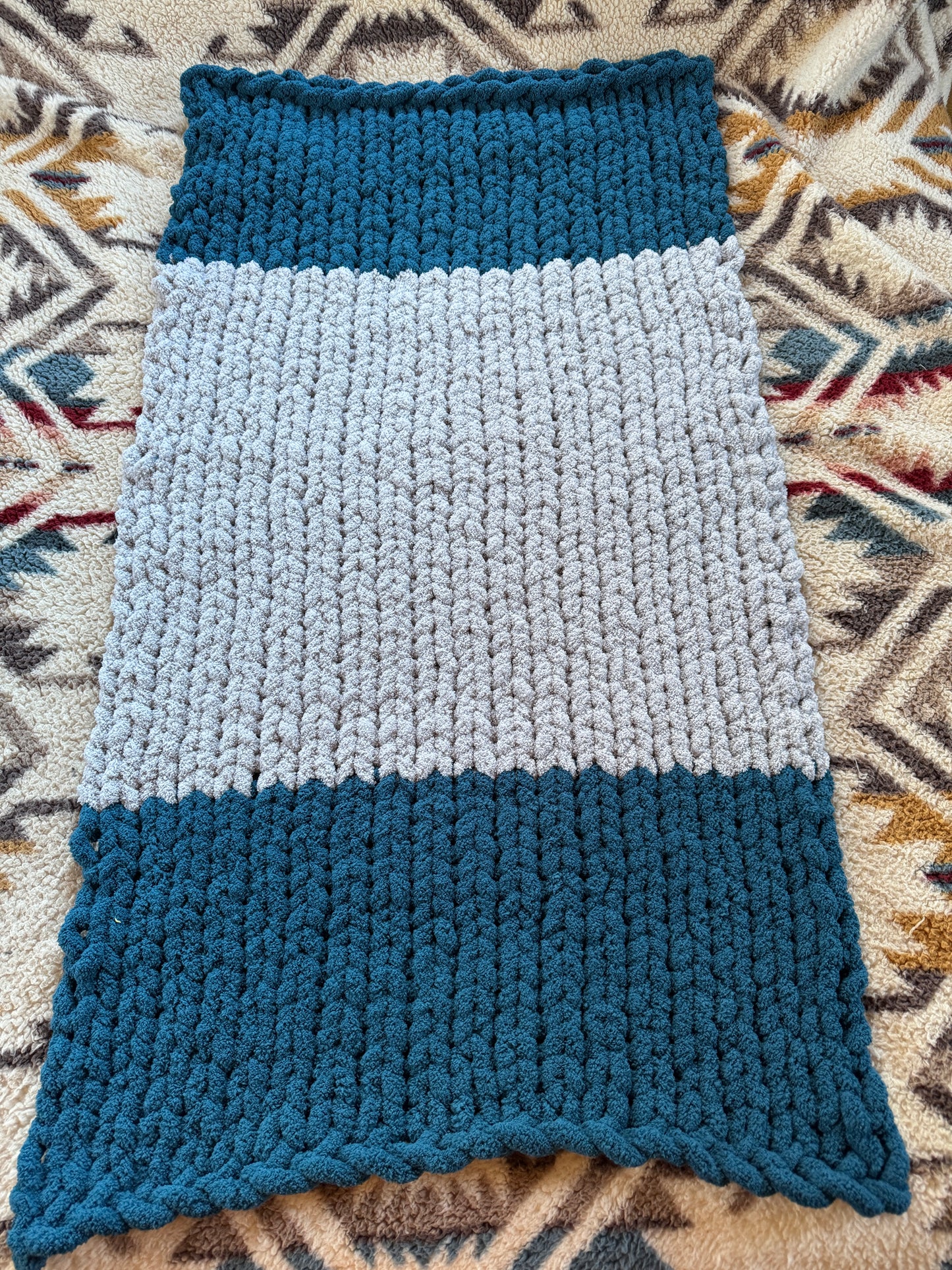 Handmade Custom Baby  27" x 52" Classic Knit Chunky Blanket