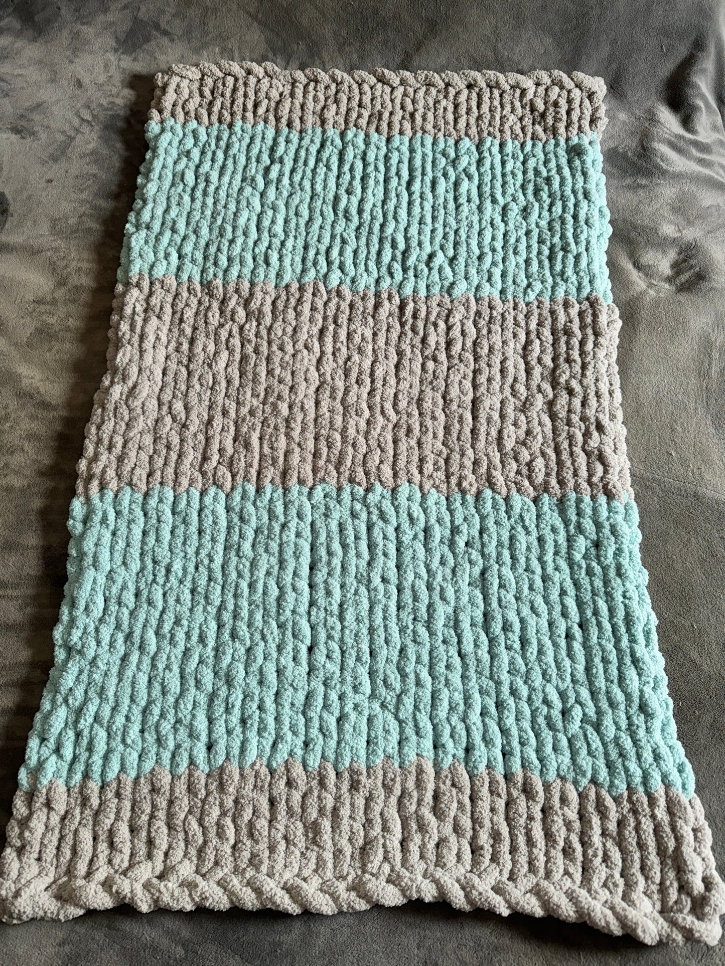 Handmade Custom Baby  27" x 52" Classic Knit Chunky Blanket