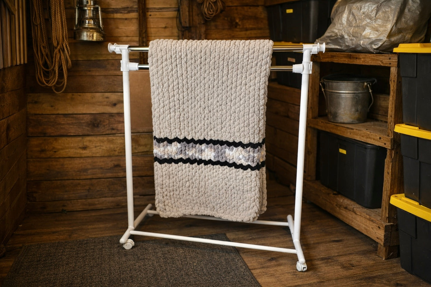 Handmade Custom Maine Northwoods Stone Tight-Knit Chunky Throw Blanket ~40 x 60